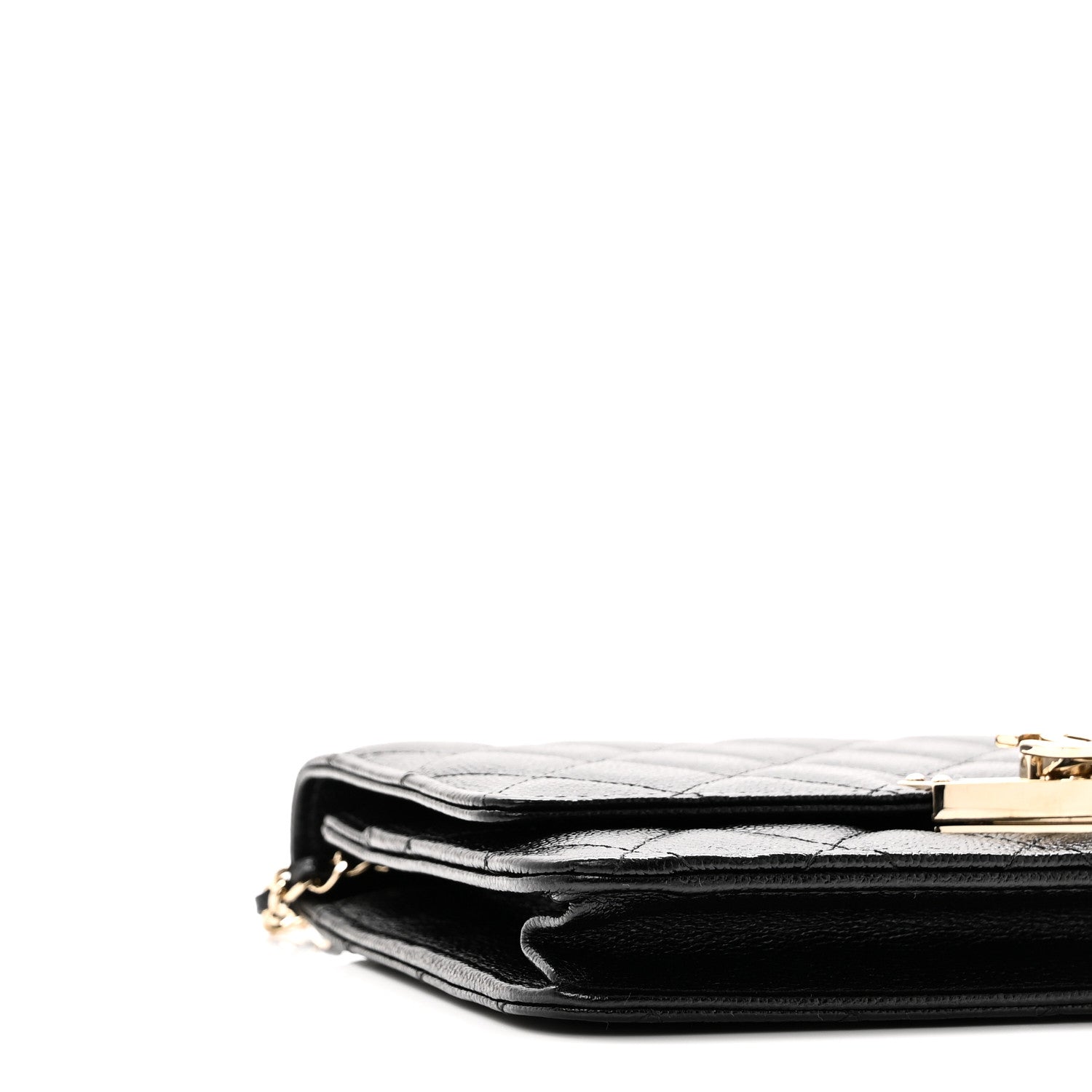Caviar Quilted Golden Class Wallet On Chain WOC Black