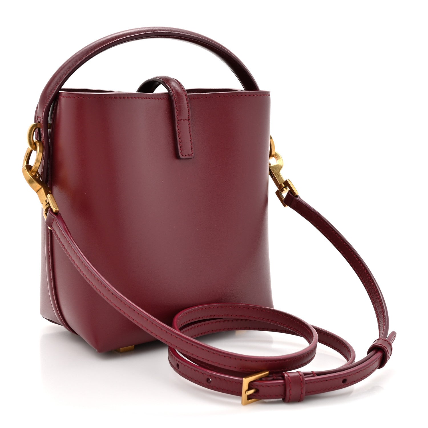 Shiny Calfskin Le 37 Mini Bucket Bag Rouge Merlot
