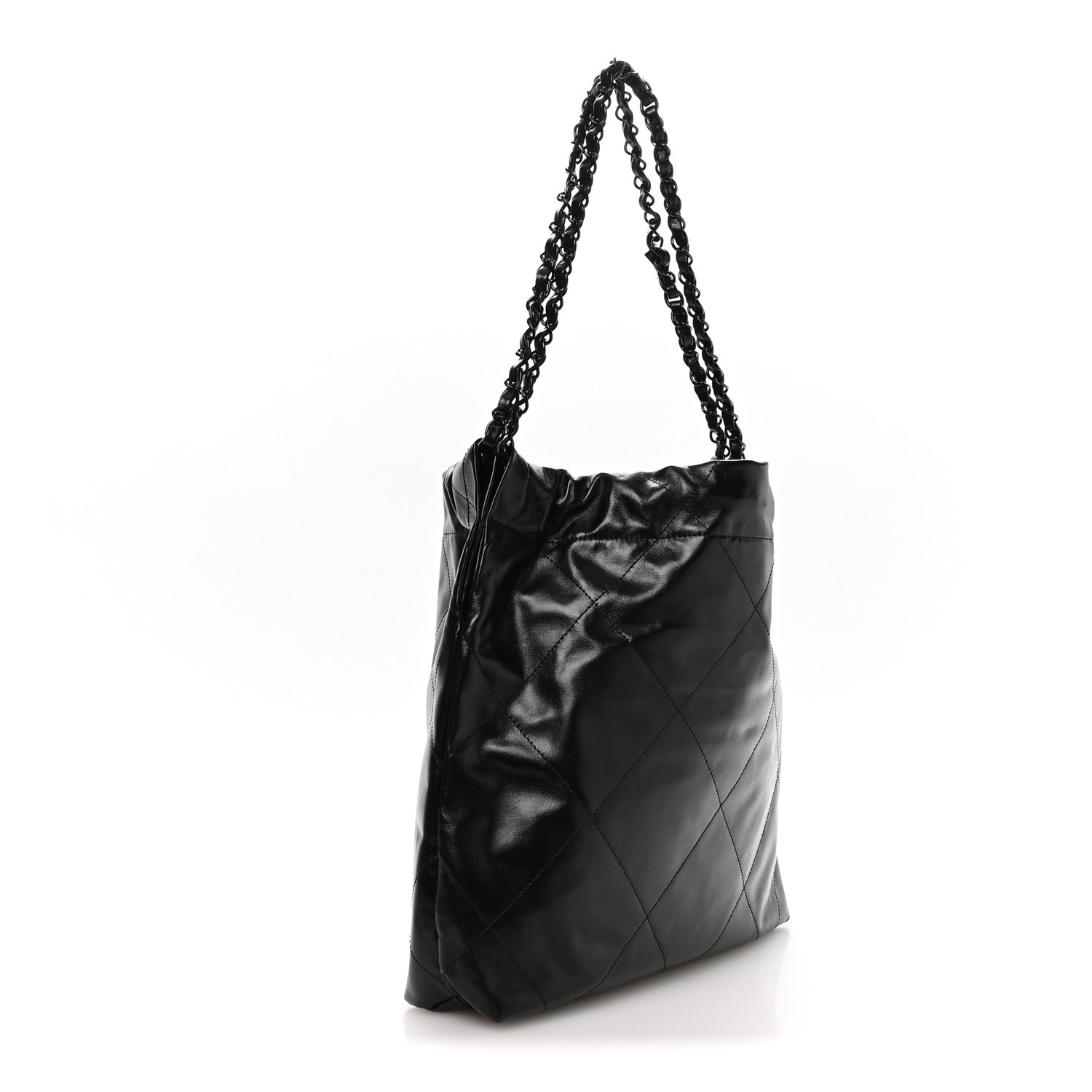 Shiny Calfskin Quilted Small Chanel 22 So Black