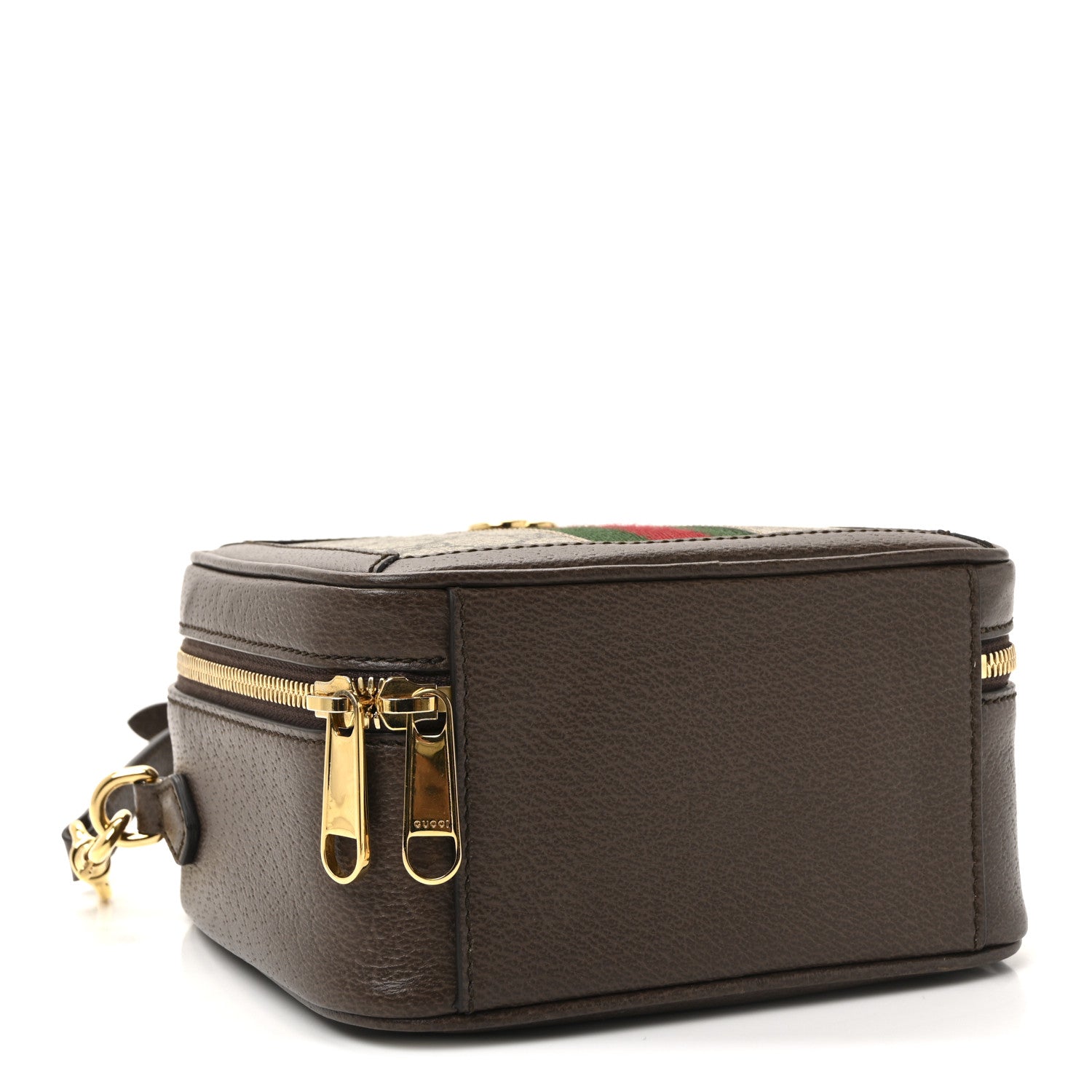 GG Supreme Monogram Textured Dollar Calfskin Mini Ophidia Top Handle Square Shoulder Bag Beige Ebony New Acero