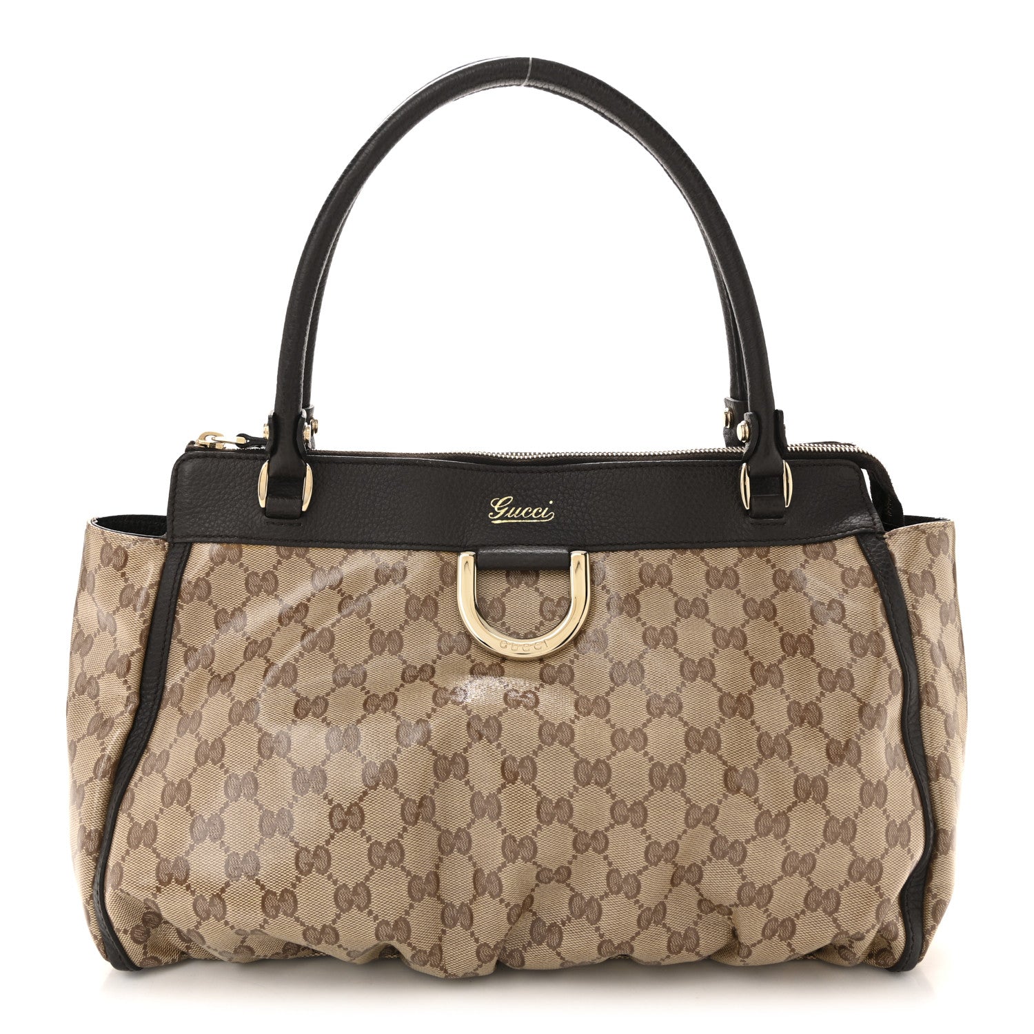 Crystal Monogram D Ring Tote Dark Brown