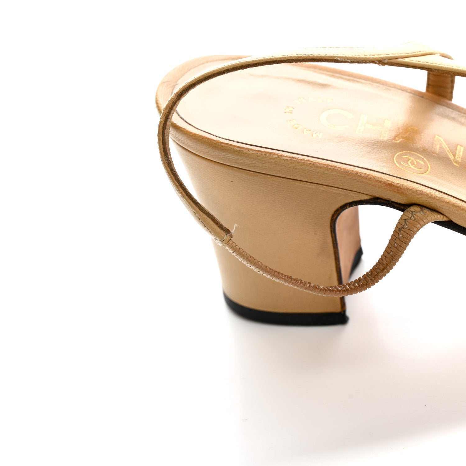 Goatskin Grosgrain Cap Toe CC Slingback Pumps 36 Beige Black