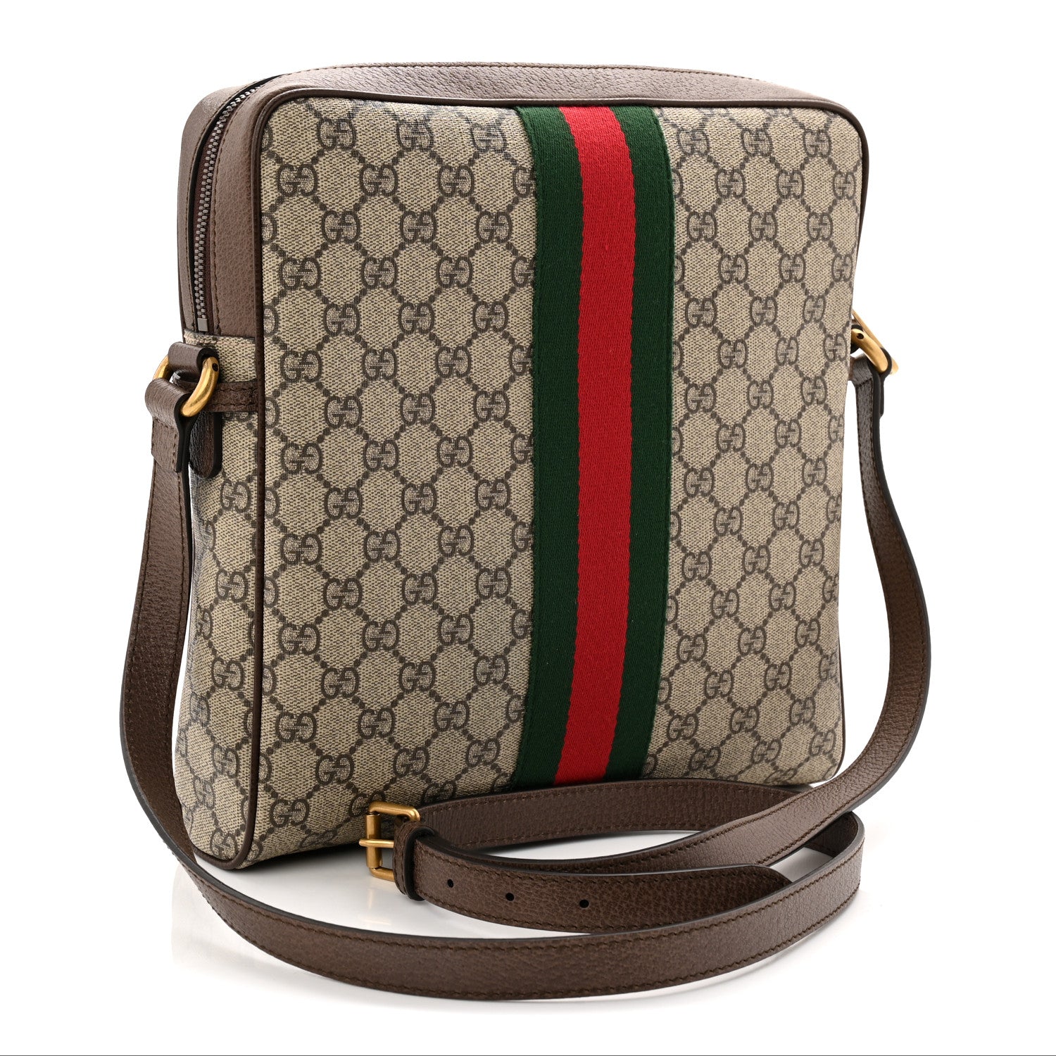 GG Supreme Monogram Web Medium Ophidia Messenger Bag Brown