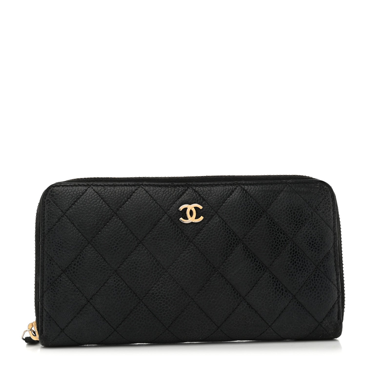 Caviar Quilted Large Gusset Zip Around Wallet Navy