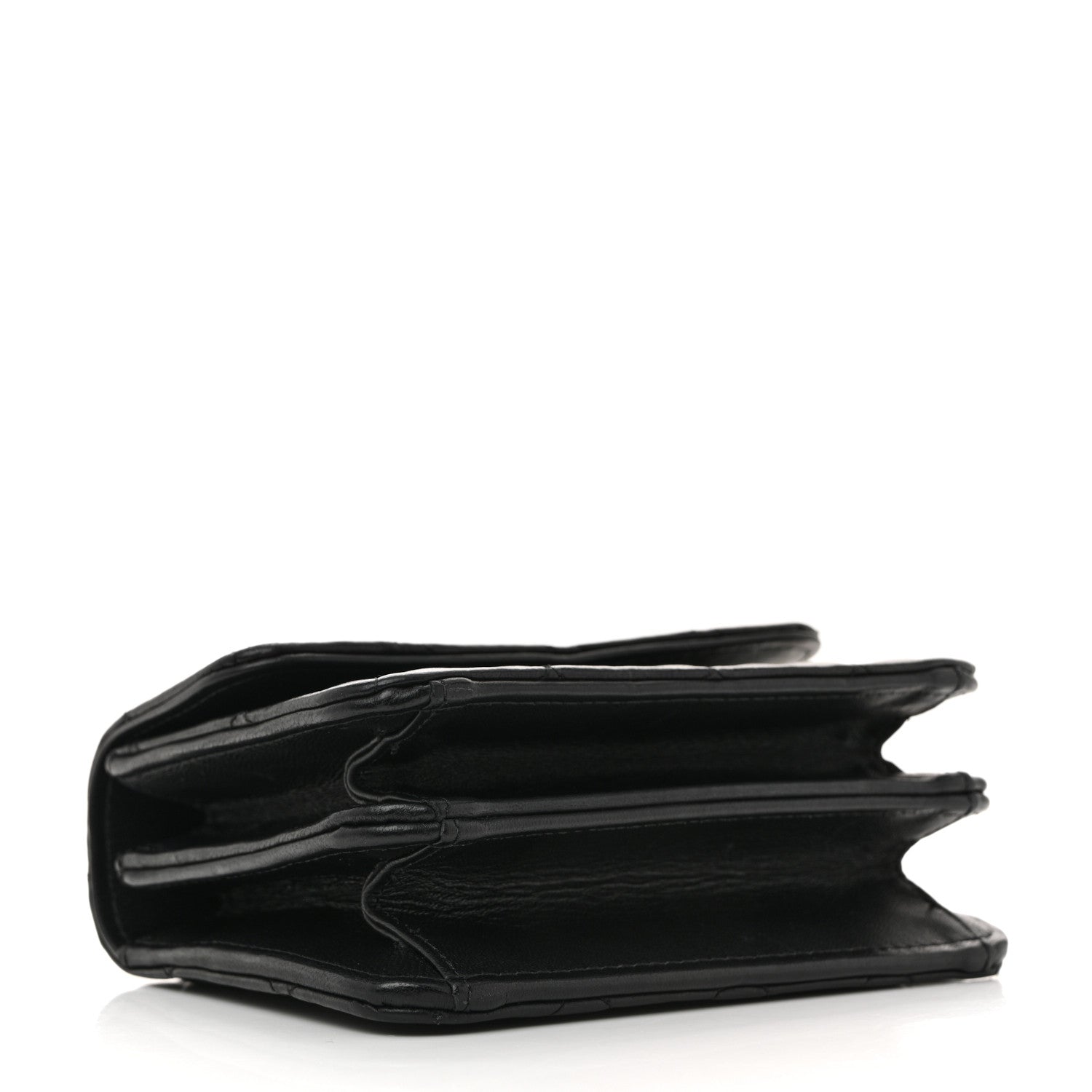 Lambskin Quilted Chain Top Handle Clutch With Chain Black