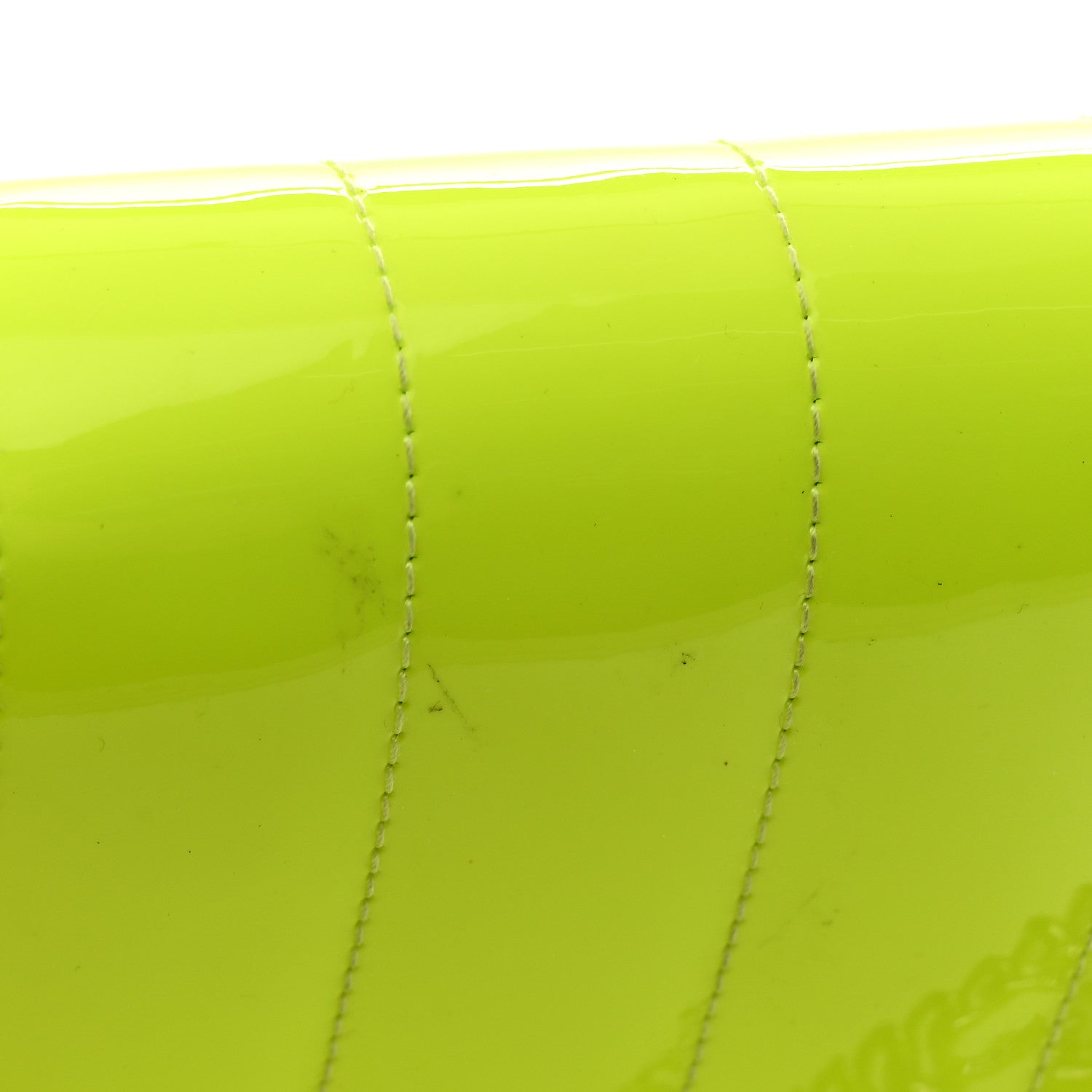 Patent Calfskin Matelasse Monogram Vicky Chain Wallet Neon Yellow