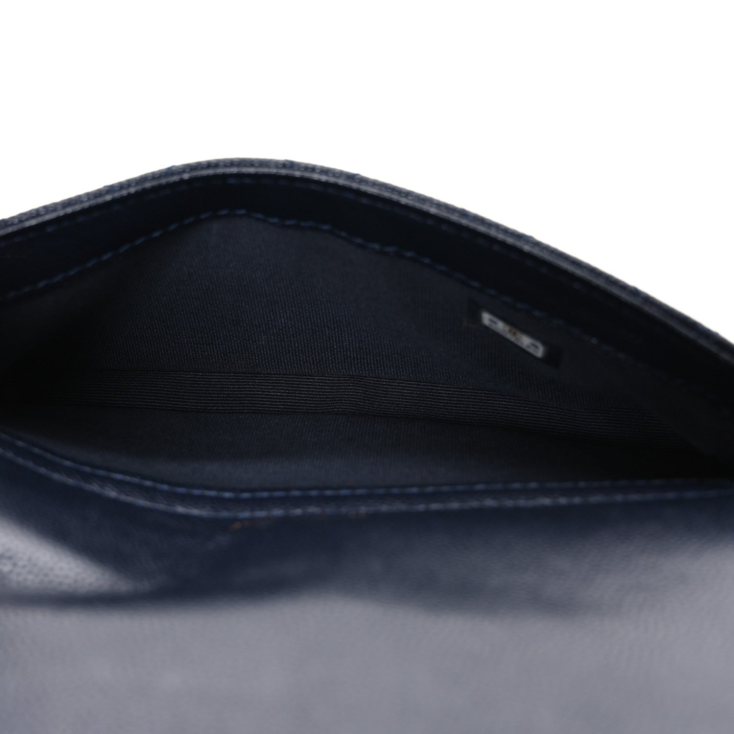 Caviar Quilted Flap Phone Holder With Chain Navy Blue
