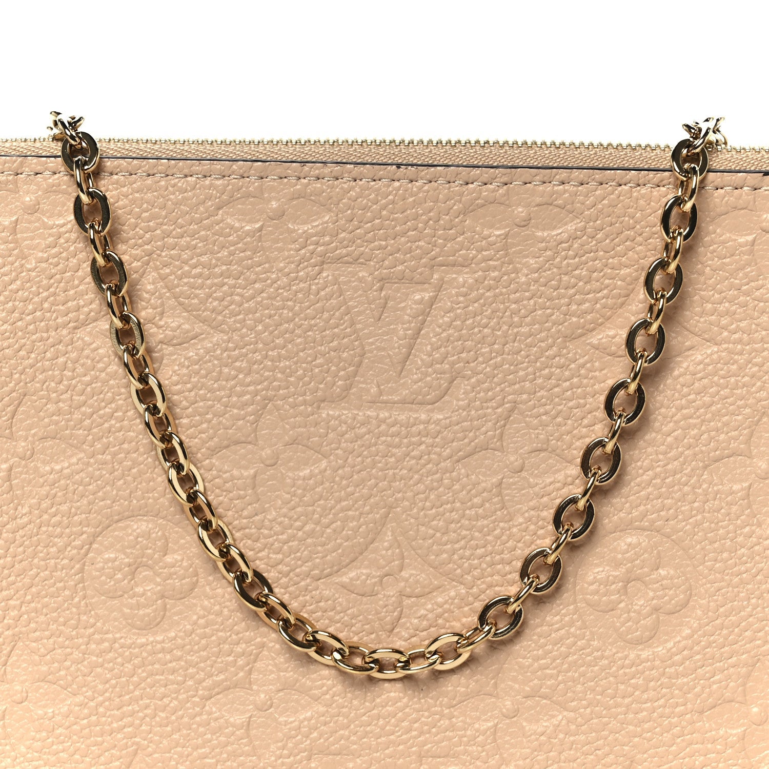 Empreinte Double Zip Pochette Beige Rose Creme