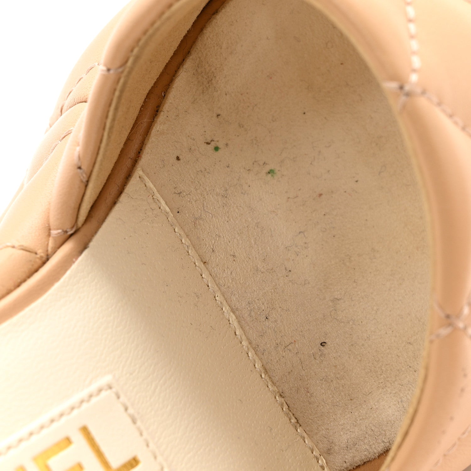 Lambskin Quilted Camelia CC Wedge Sandal Mules 38 Beige