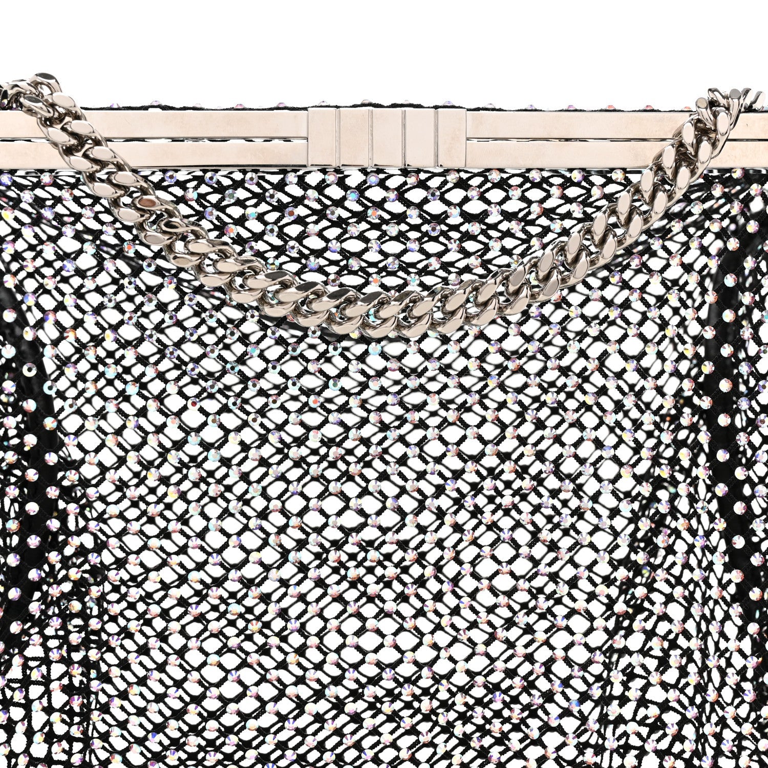 Mesh Crystal Medium Fanny Shoulder Bag Black