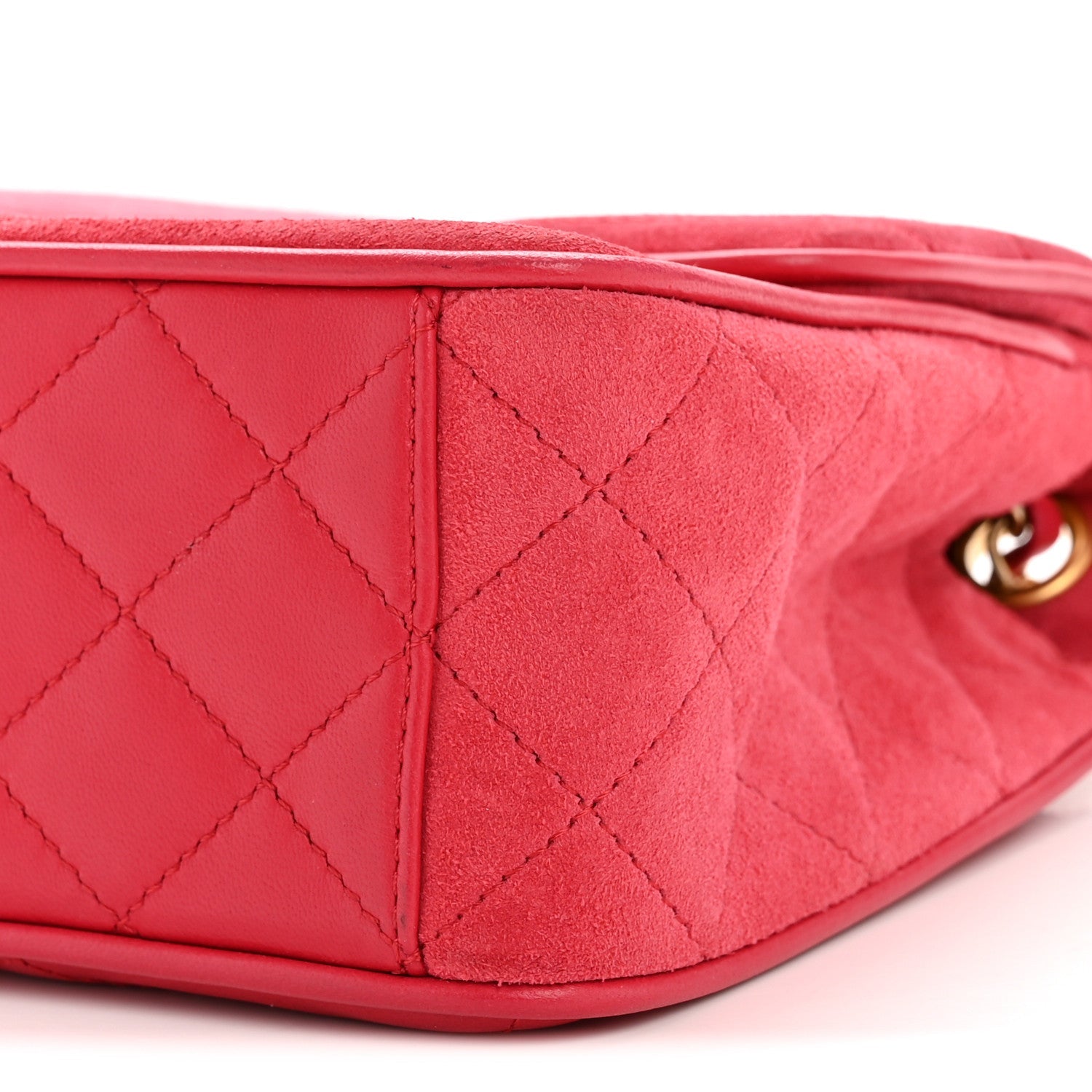 Suede Lambskin Scallop Quilted Mini Pagoda Flap Pink