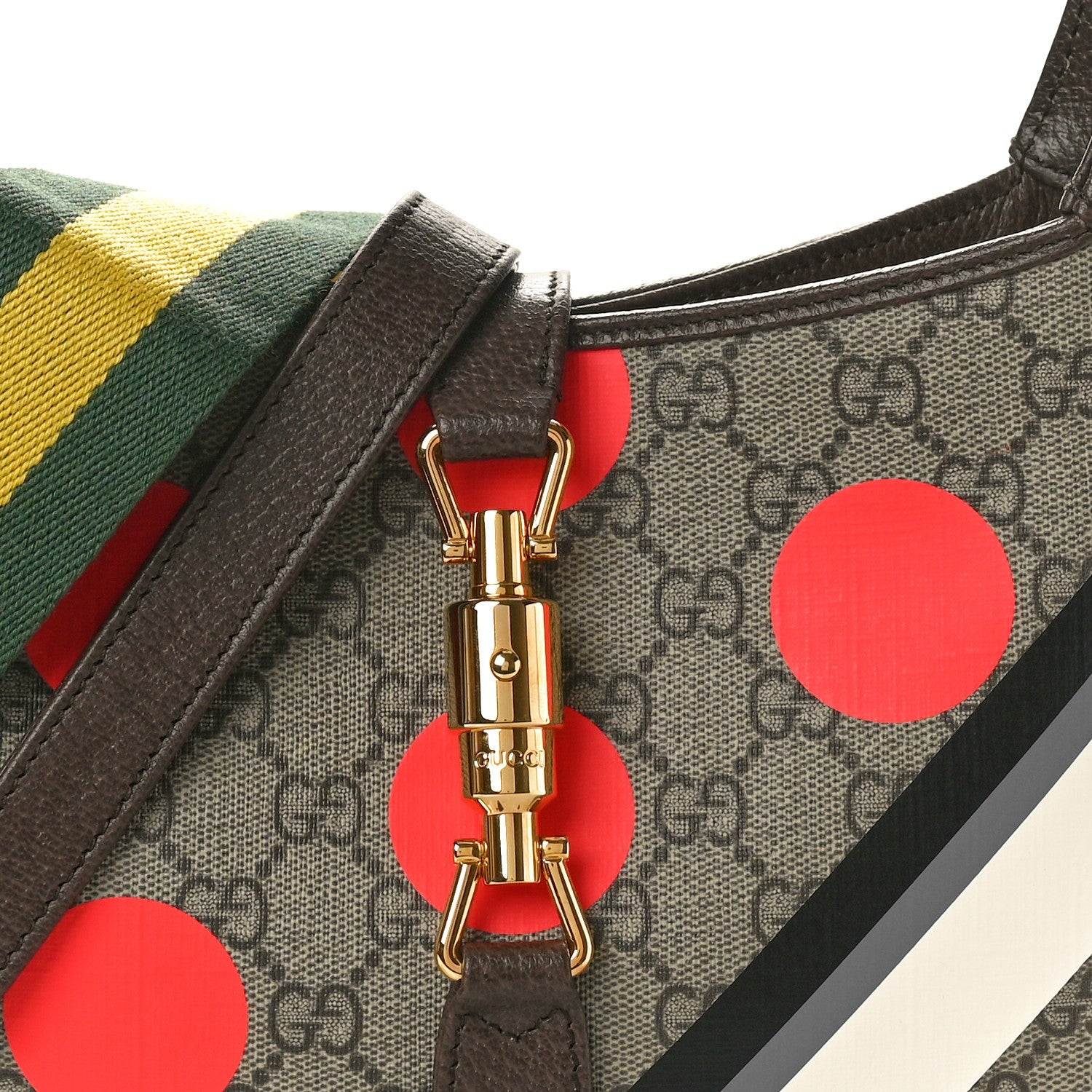 GG Supreme Monogram Web Geometric Small Jackie 1961 Beige Multicolor Brown Sugar