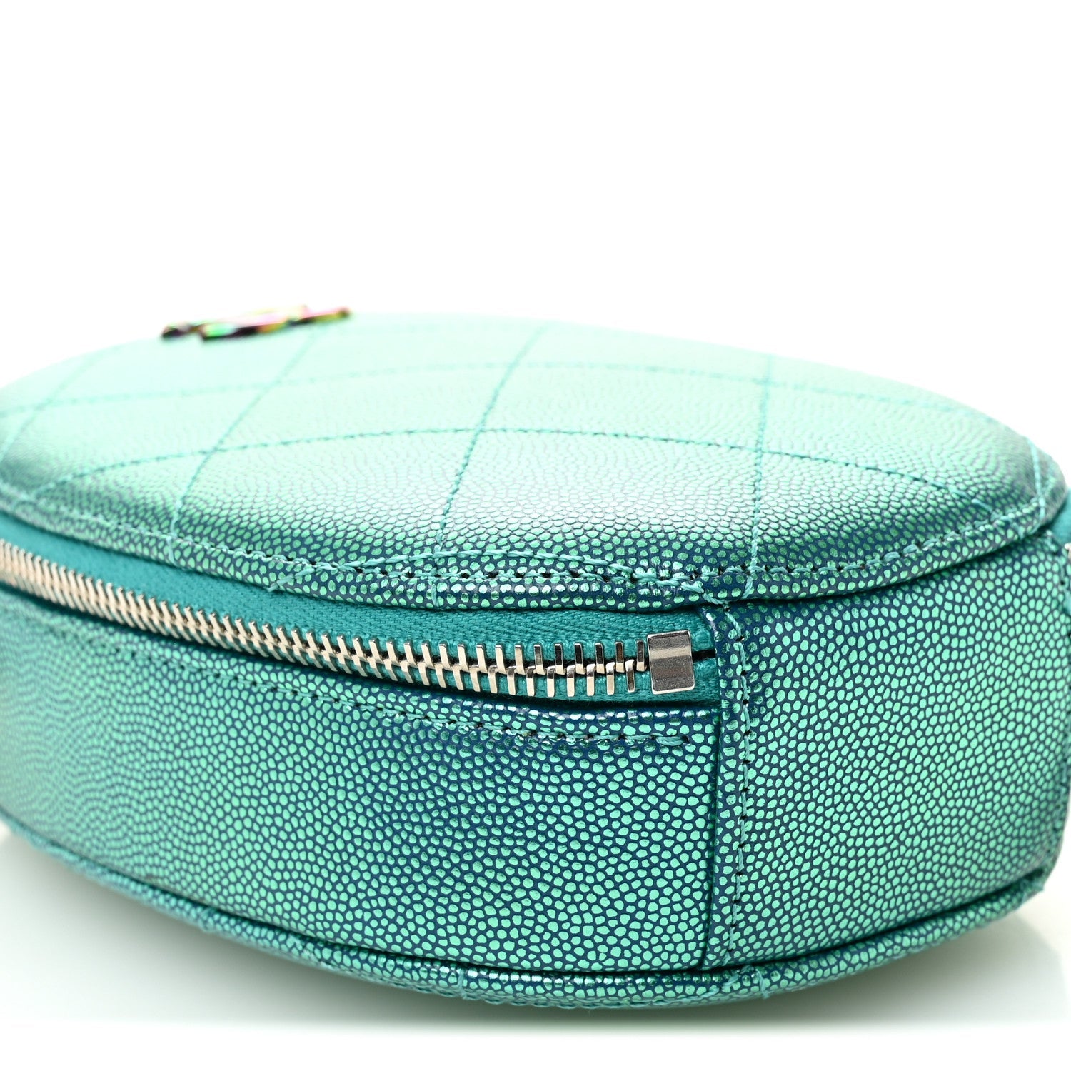 Metallic Caviar Quilted Camera Case Blue