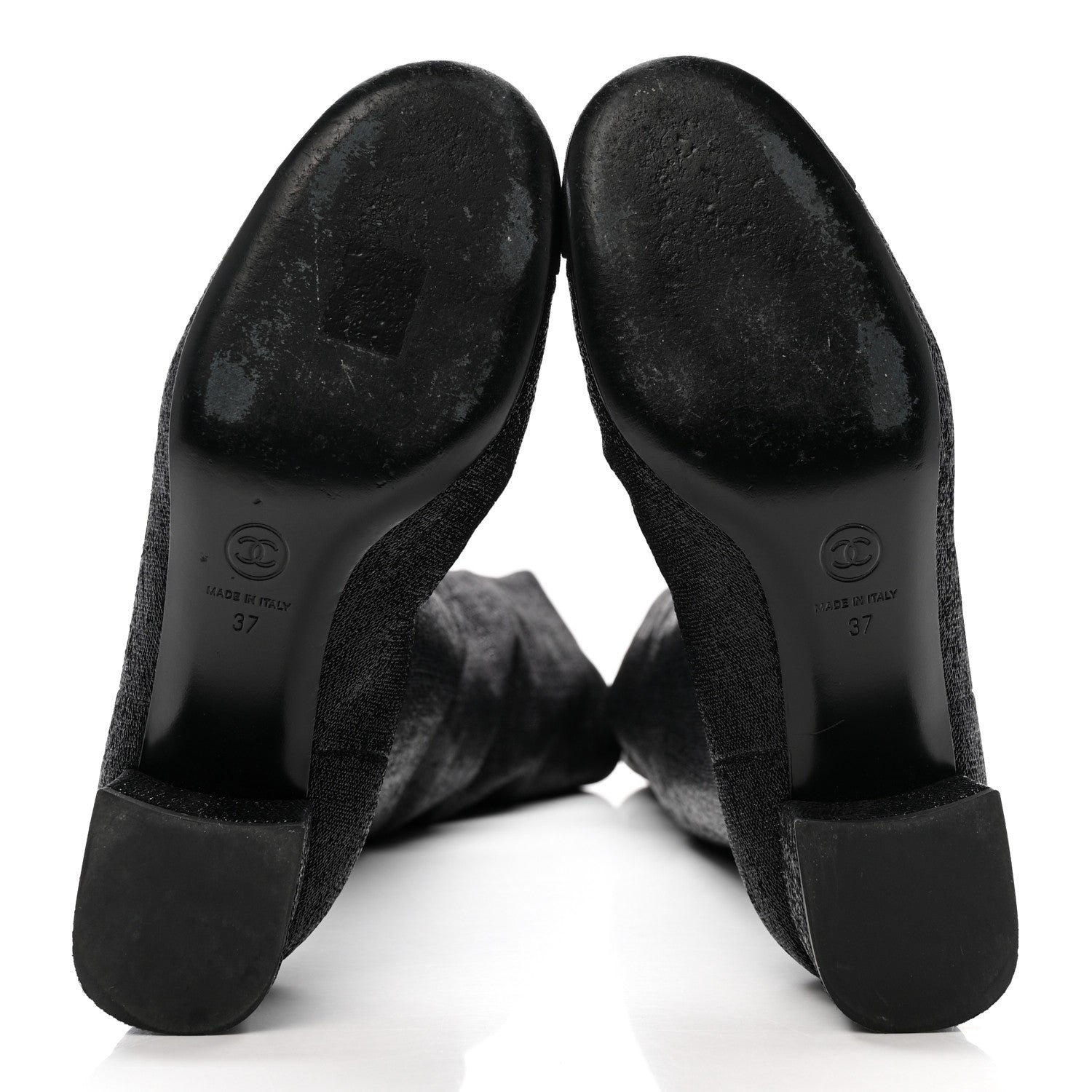 Glitter High Boots 37 Black