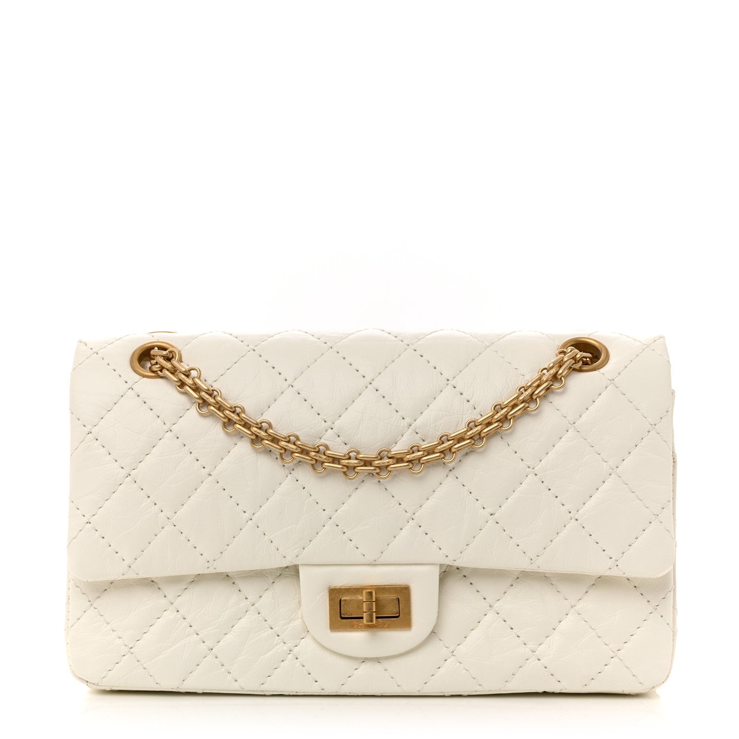 Aged Calfskin Quilted 2.55 Reissue 225 Flap White