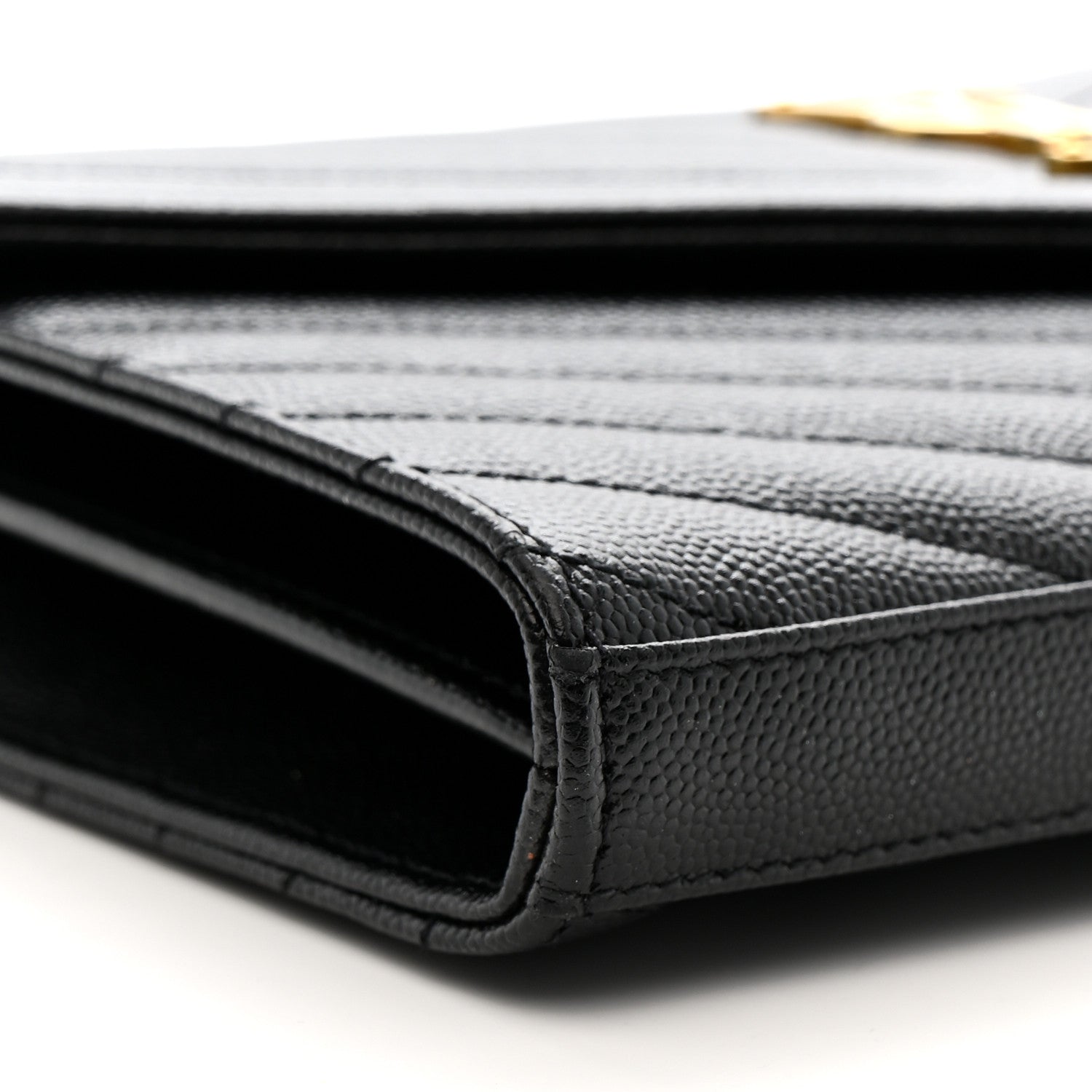 Grain De Poudre Matelasse Chevron Monogram Chain Wallet Black