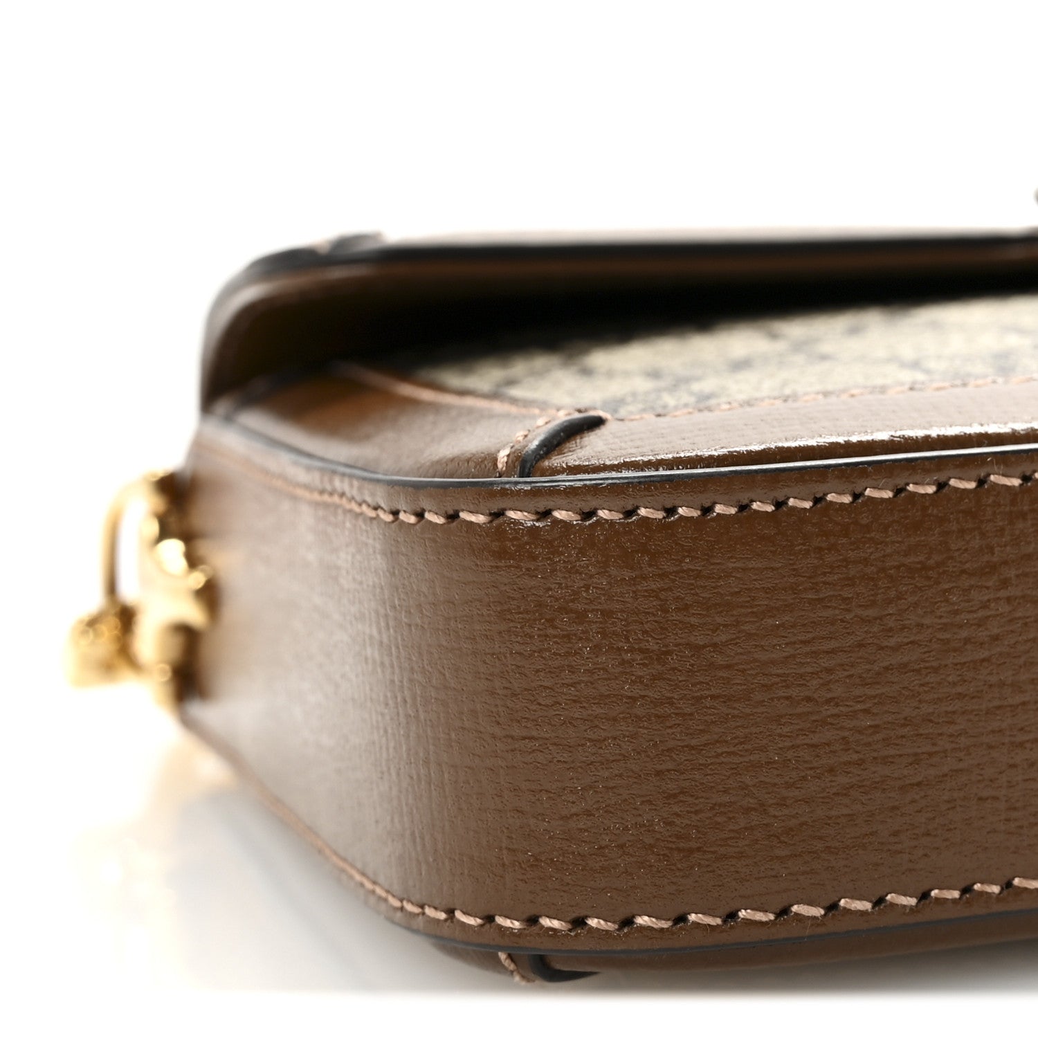 GG Supreme Monogram Azalea Calfskin Horsebit 1955 Mini Bag Beige Ebony Brown Sugar