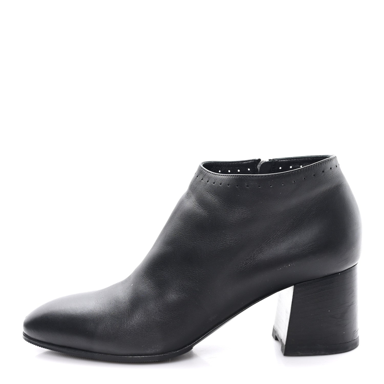Calfskin Perforated Womens Booties 37.5 Black