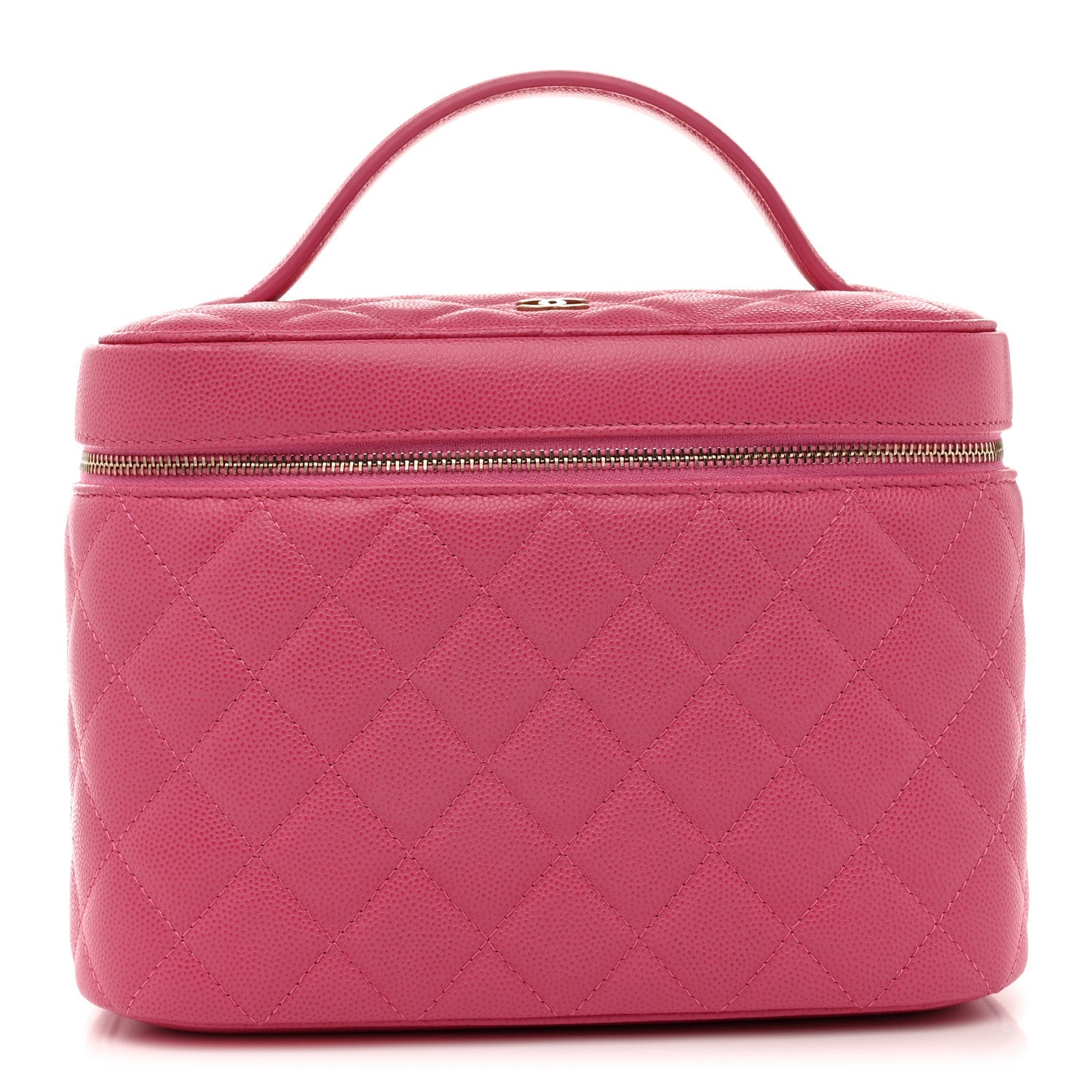 Caviar Quilted Large Vanity Pouch Pink