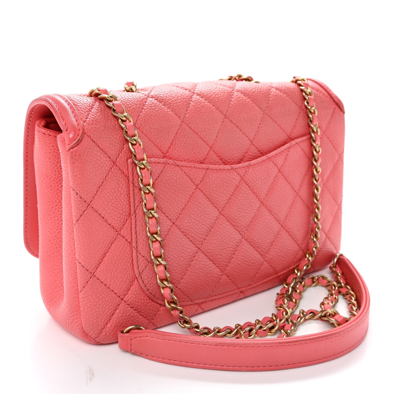 Caviar Quilted Small CC Filigree Flap Pink