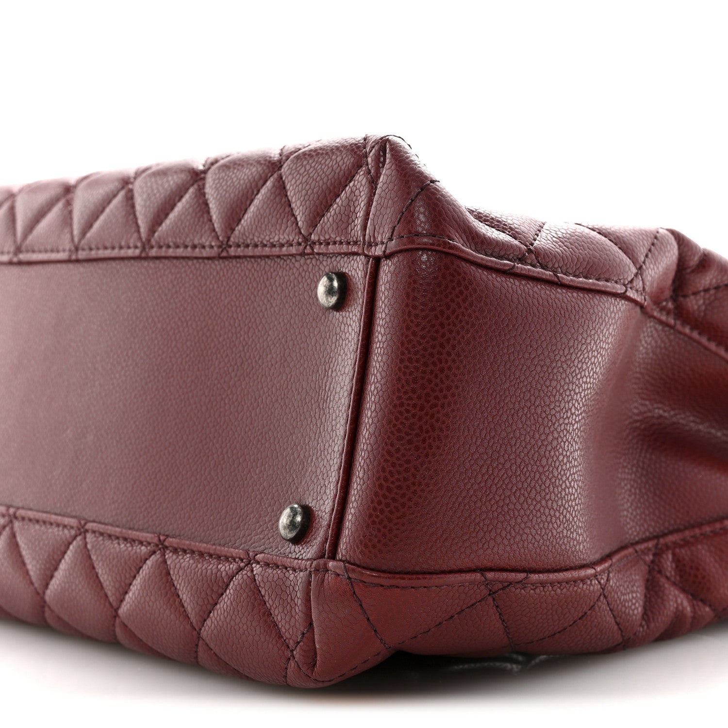 Caviar Quilted City Shopping Tote Dark Red