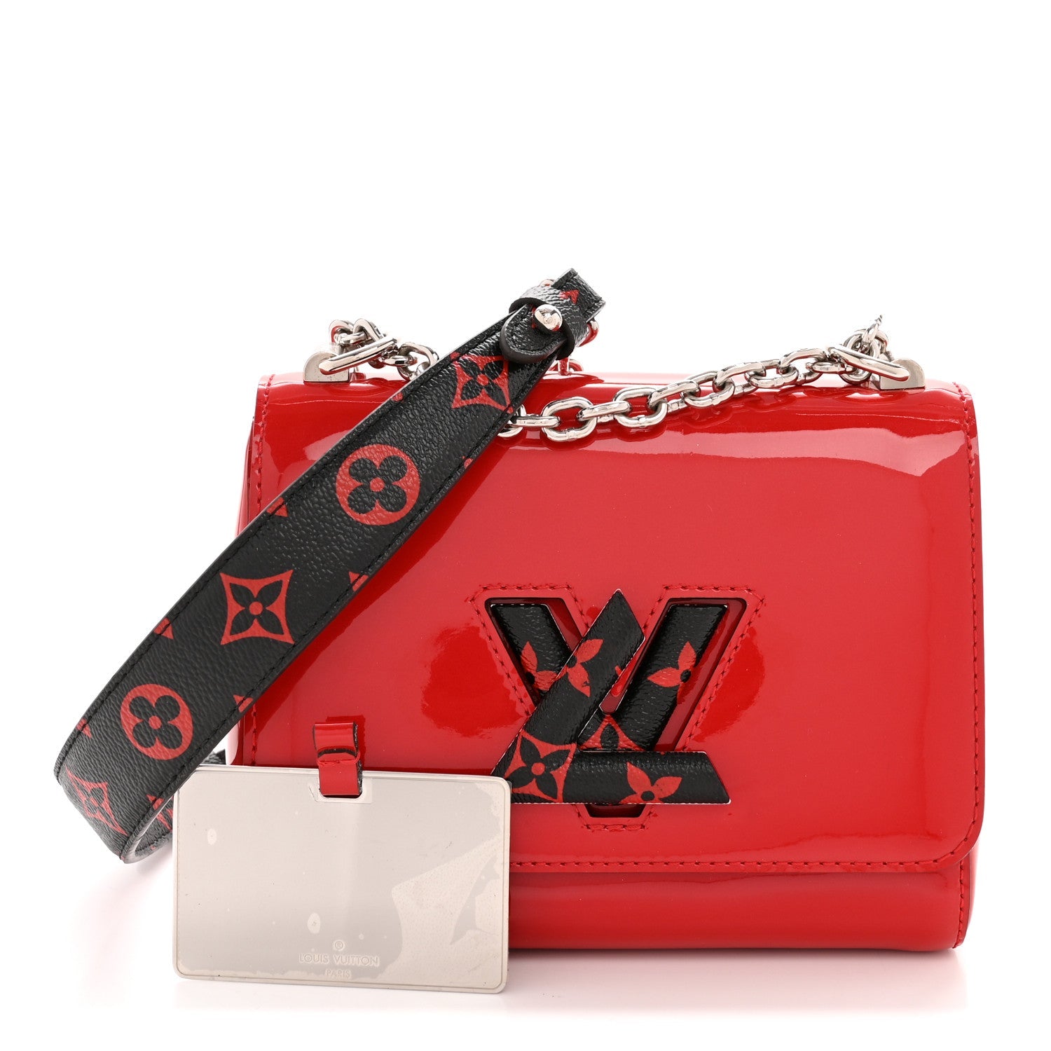 Patent Monogram Infrarouge Twist Shoulder Bag PM Coquelicot