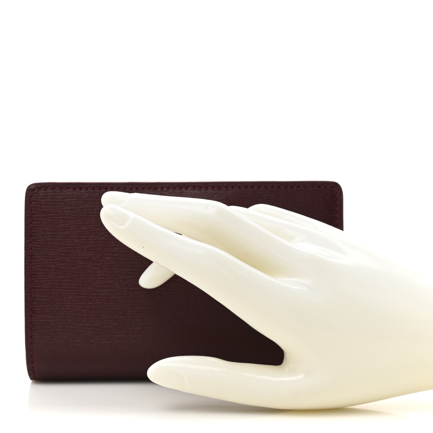 Calfskin Script Card Case Wallet Rosso Ancora Red