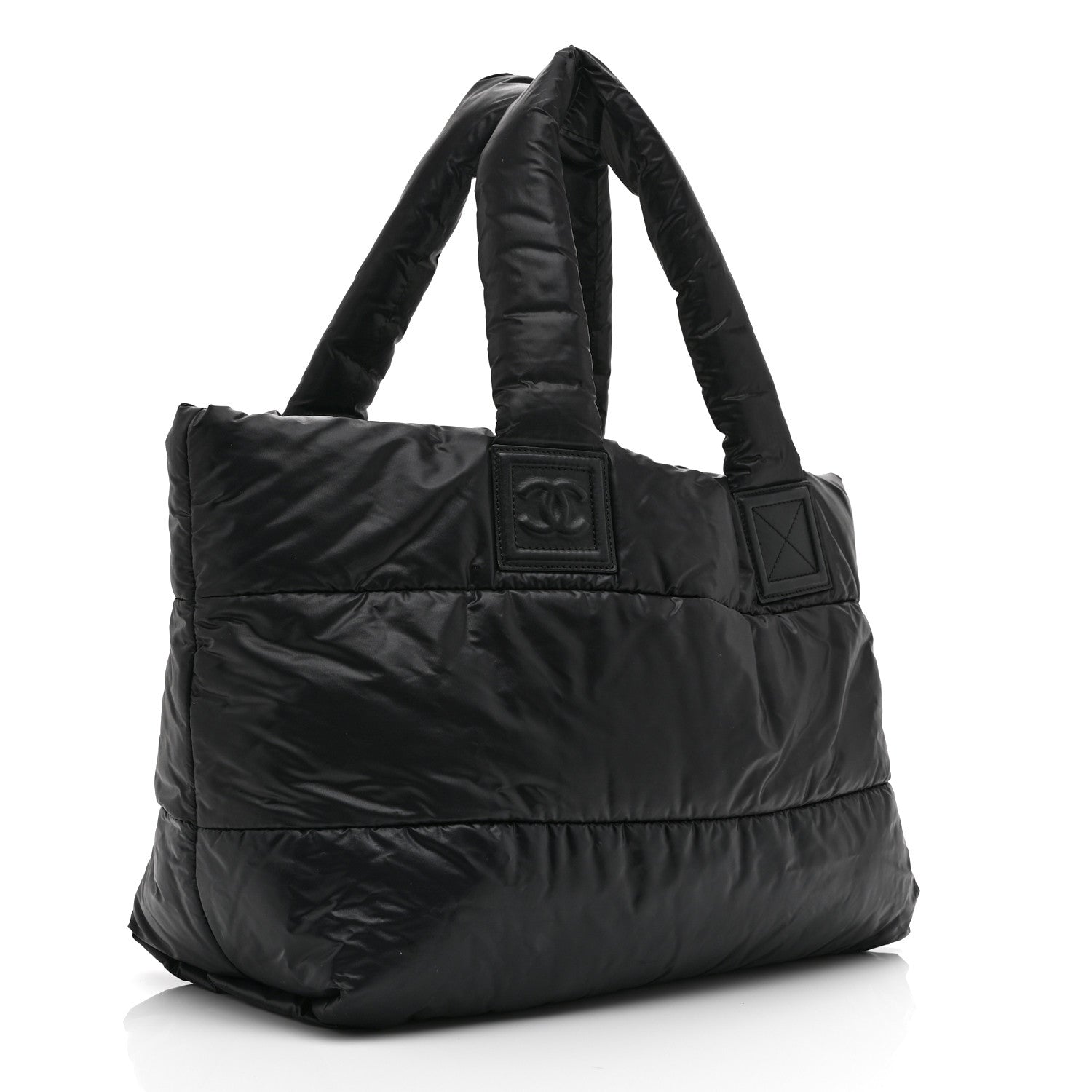 Nylon Quilted Large Coco Cocoon Reversible Tote Black