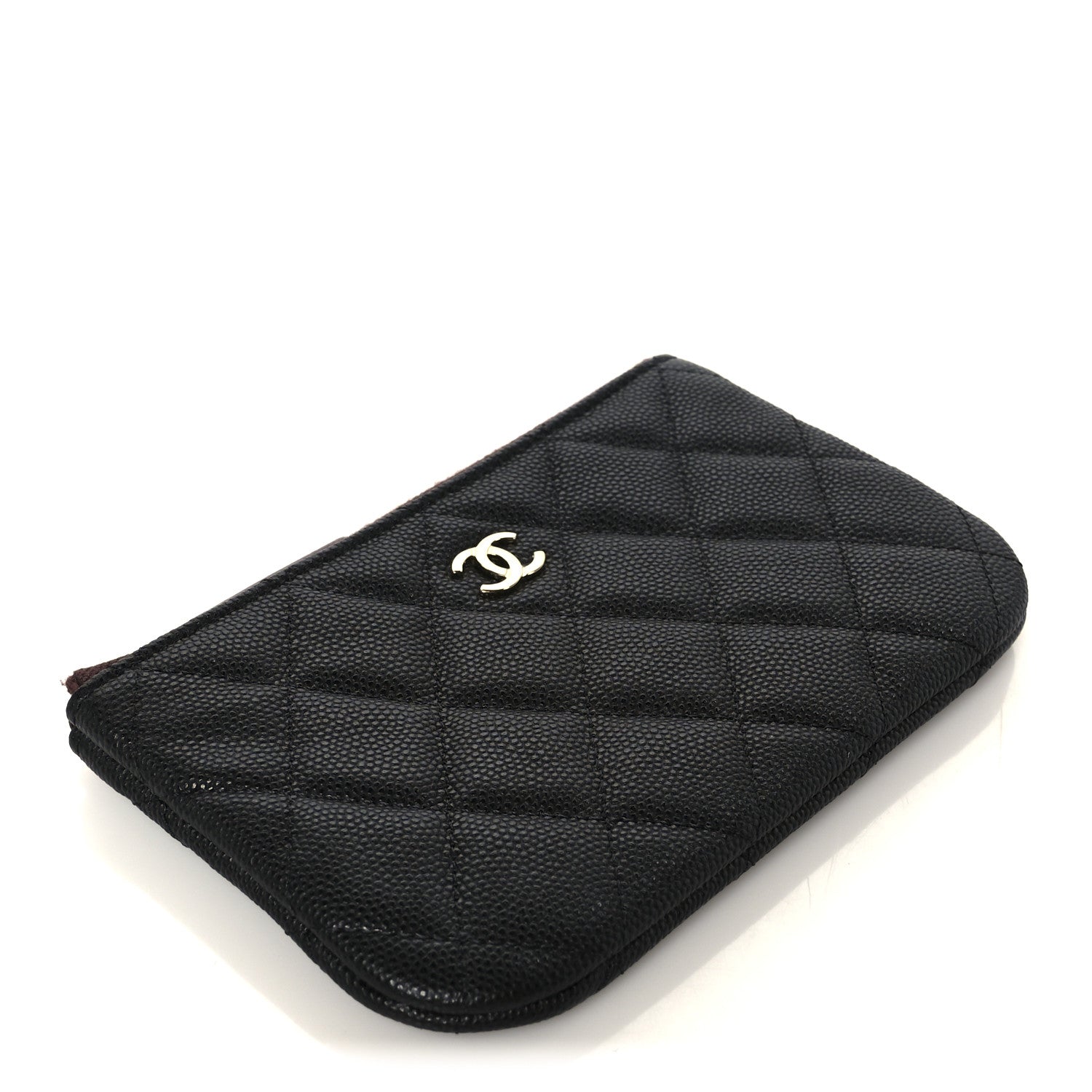Caviar Quilted Small Cosmetic Case Black