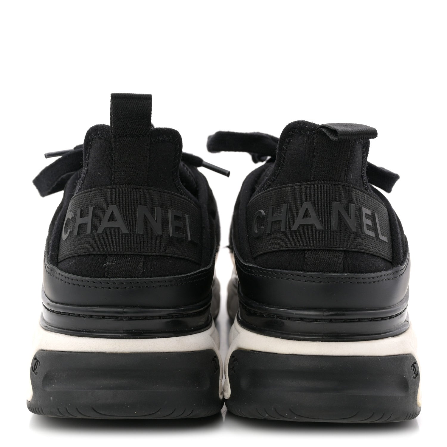 Velvet Calfskin Mixed Fibers CC Sneakers 40 Black