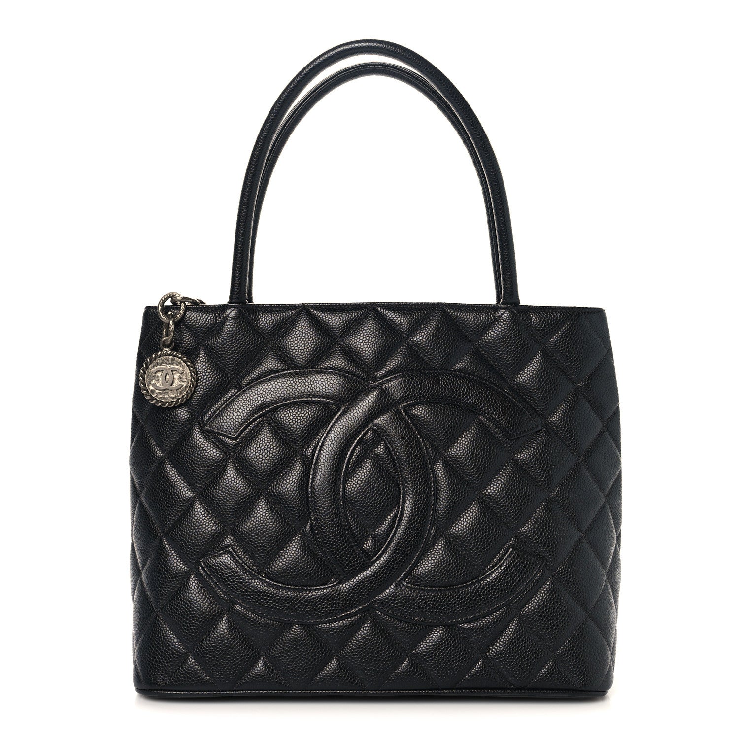 Caviar Quilted Medallion Tote Black