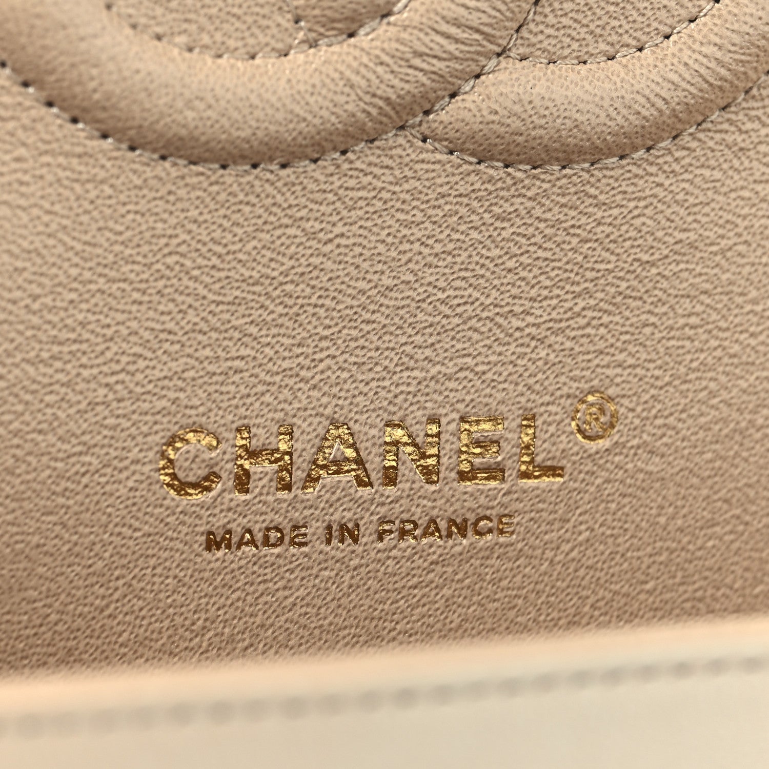Iridescent Caviar Quilted Medium Double Flap Beige