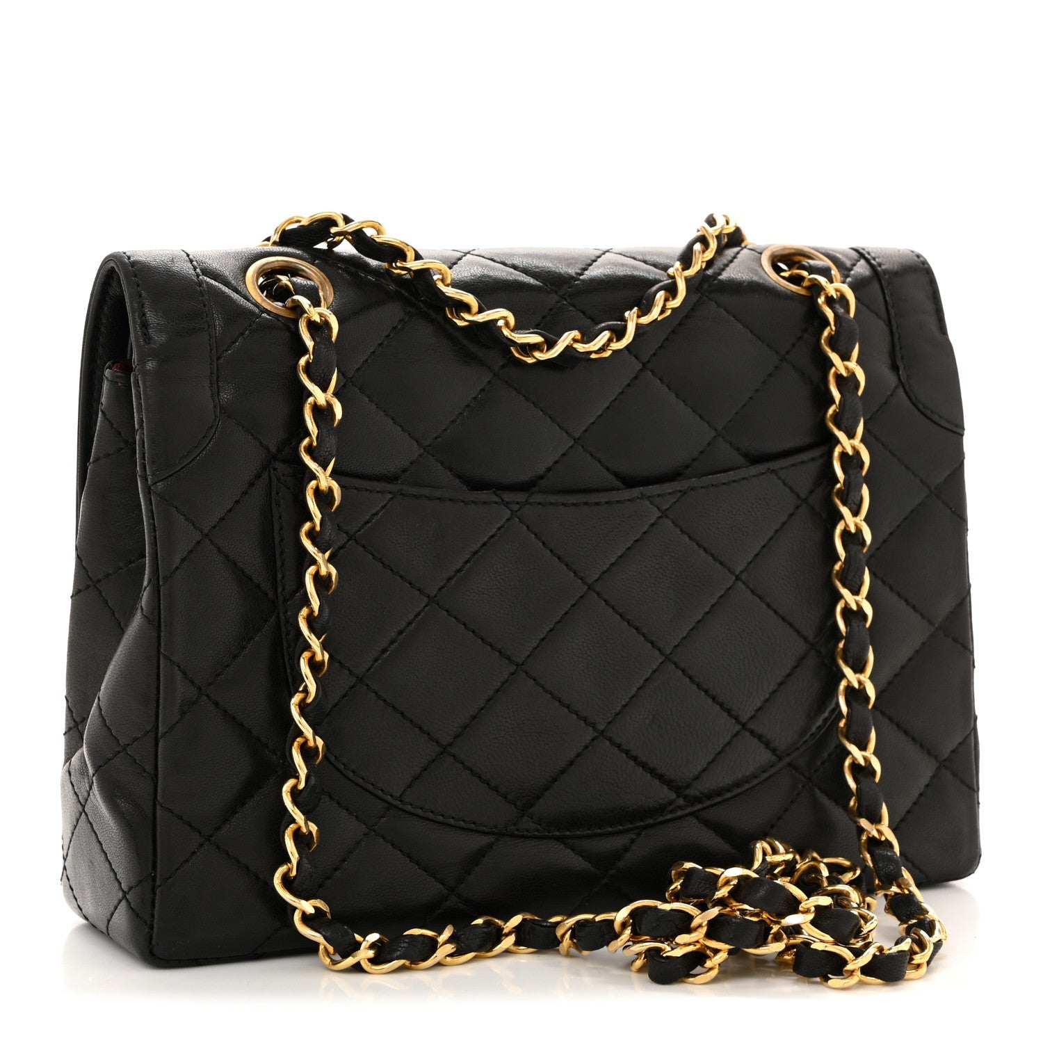 Lambskin Quilted Small Double Flap Black
