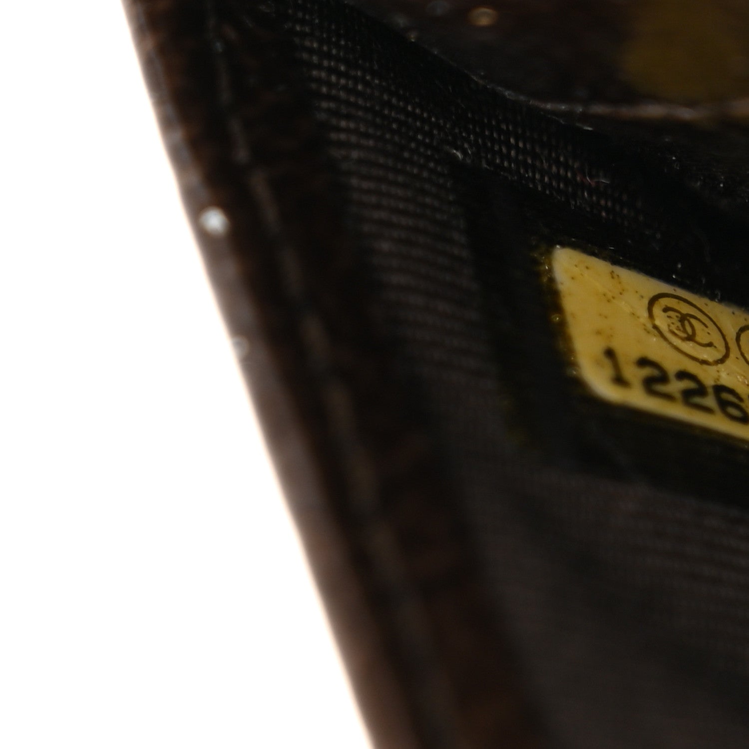 Distressed Patent Quilted Card Holder Dark Brown