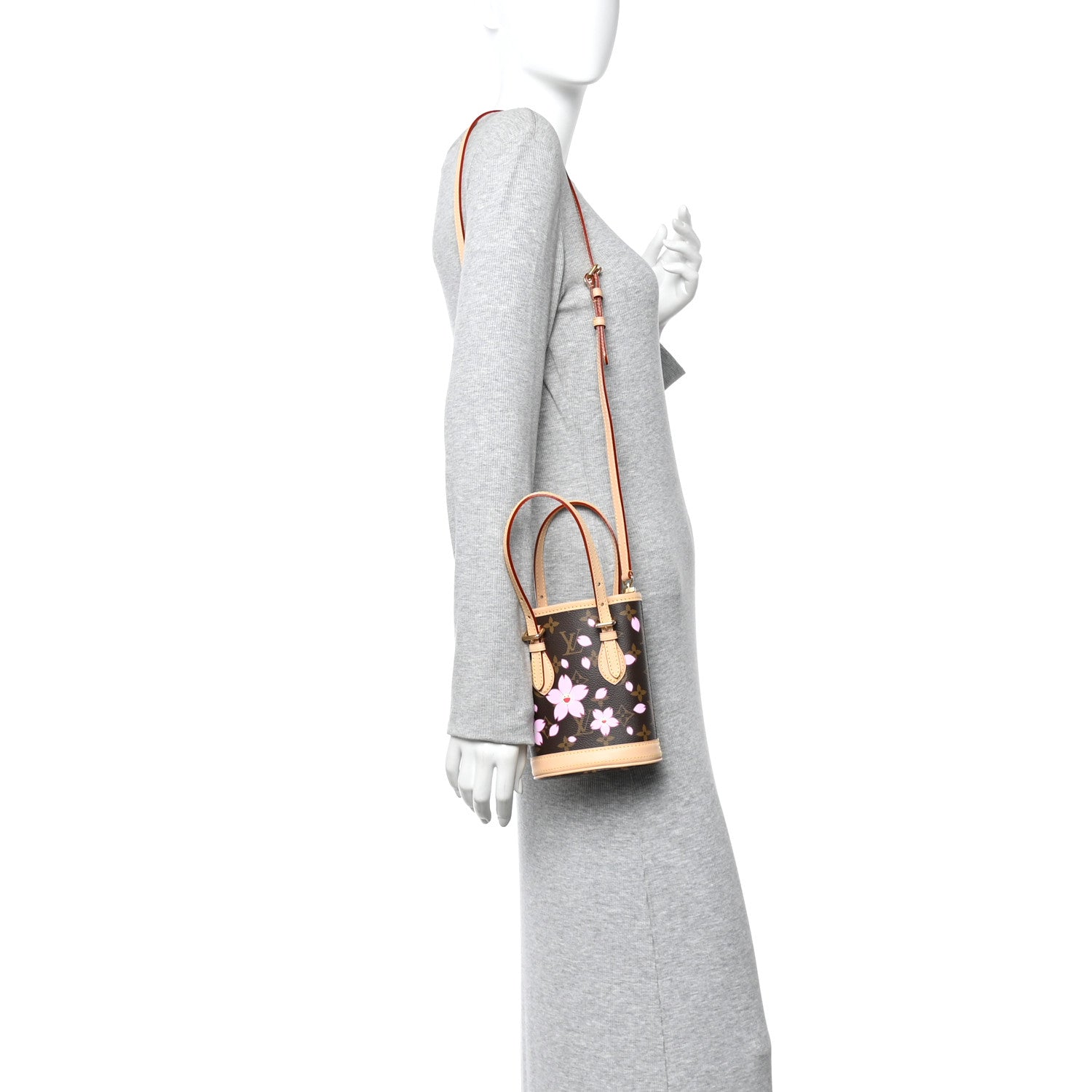LV X TM Monogram Cherry Blossom Nano Bucket Sakura Brown