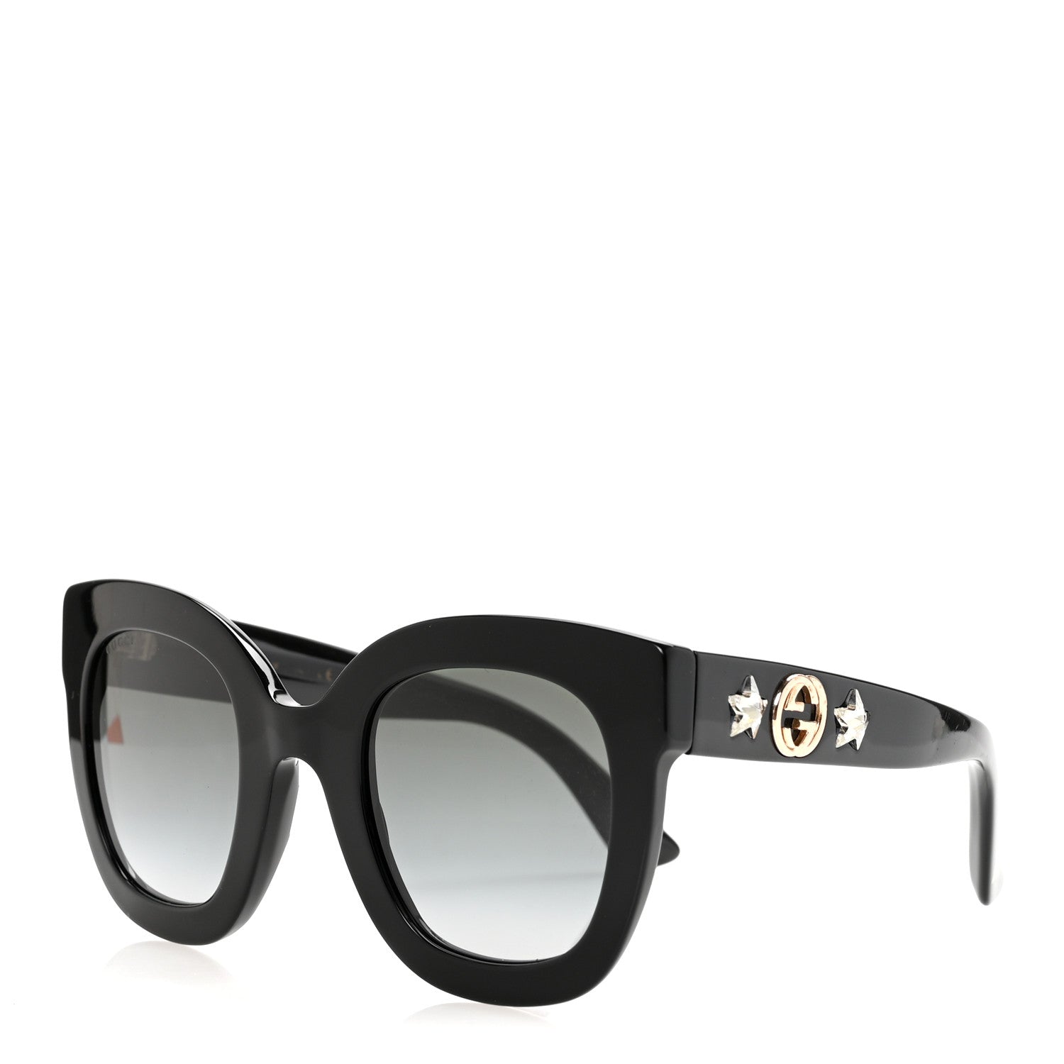 Acetate Crystal Star Round Frame Sunglasses GG0208S Black