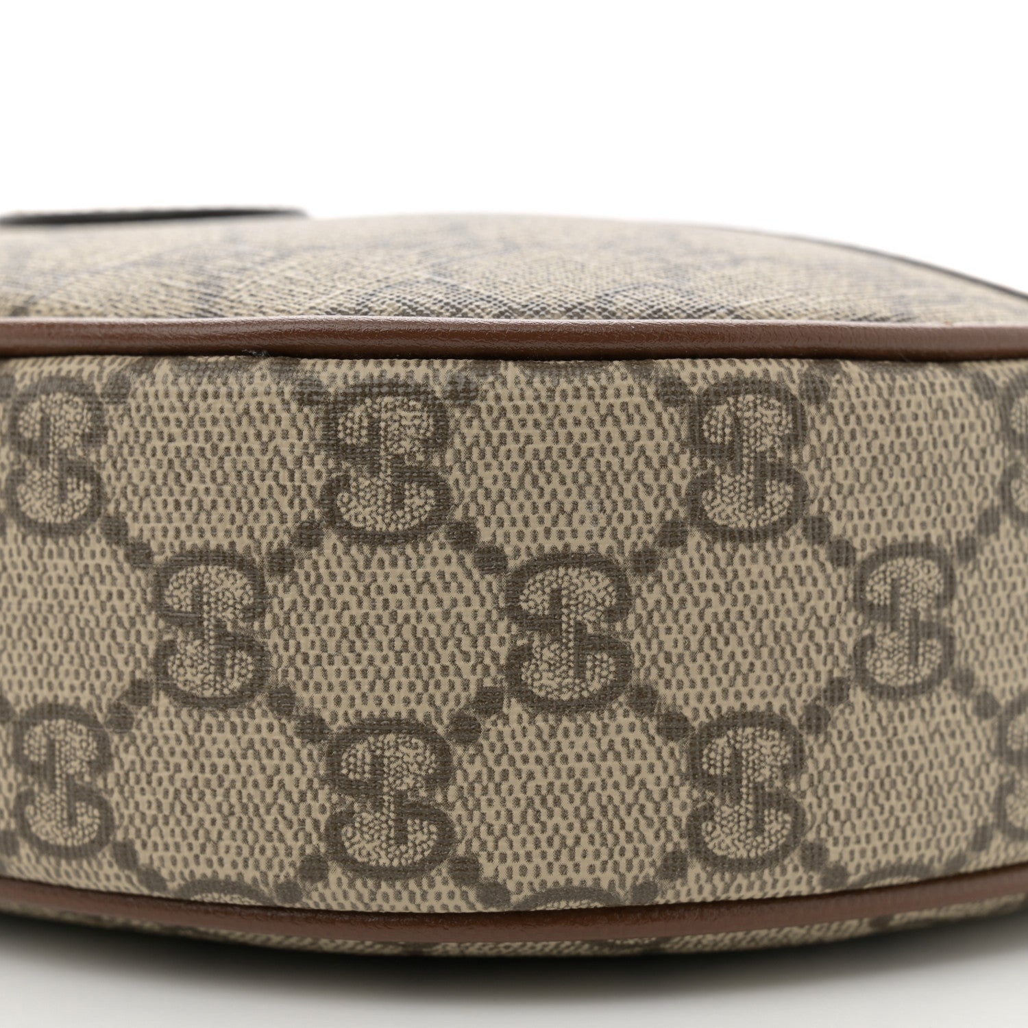 GG Supreme Monogram Azalea Calfskin Mini Retro Interlocking G Half Moon Bag Beige Ebony Brown Sugar