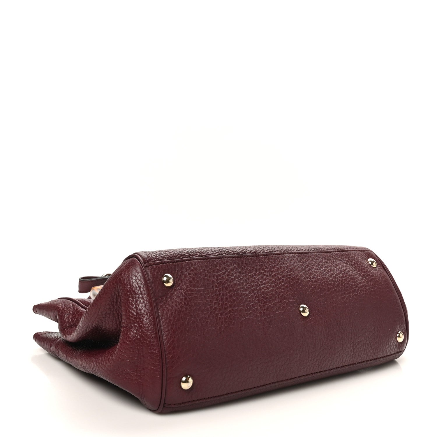 Pebbled Calfskin Medium Bamboo Shopper Tote Burgundy