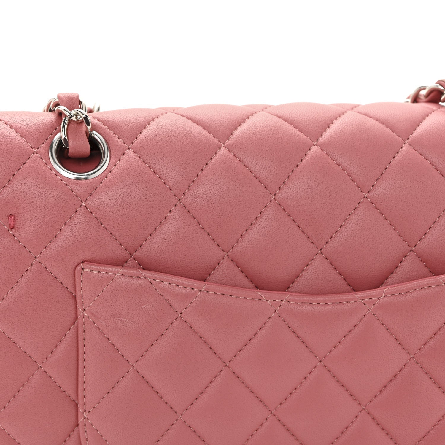 Lambskin Quilted Small Double Flap Pink