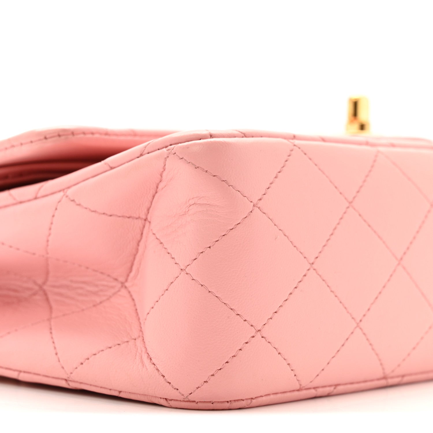 Lambskin Quilted Medium Double Flap Light Pink