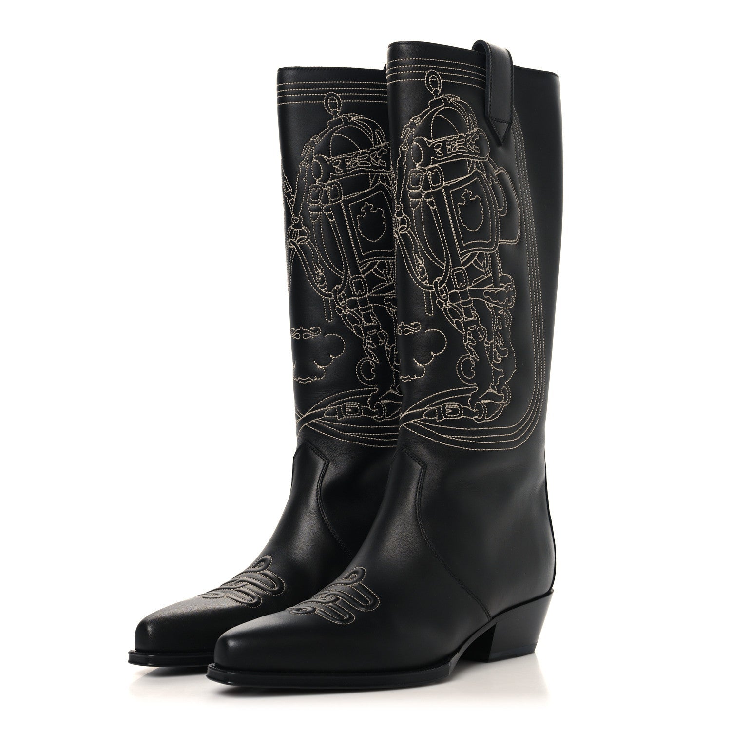 Calfskin Folk 35 Boots 38.5 Black