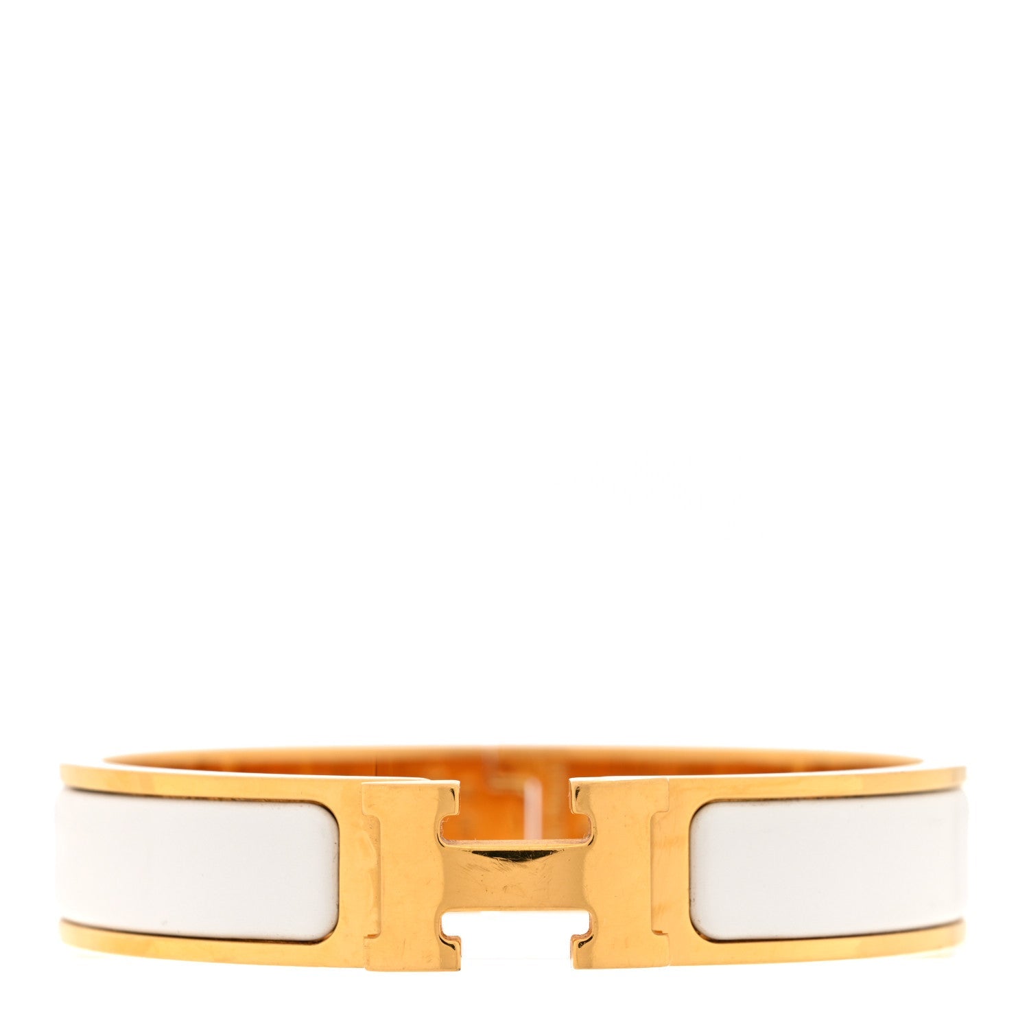 Enamel Narrow Clic Clac H Bracelet PM White