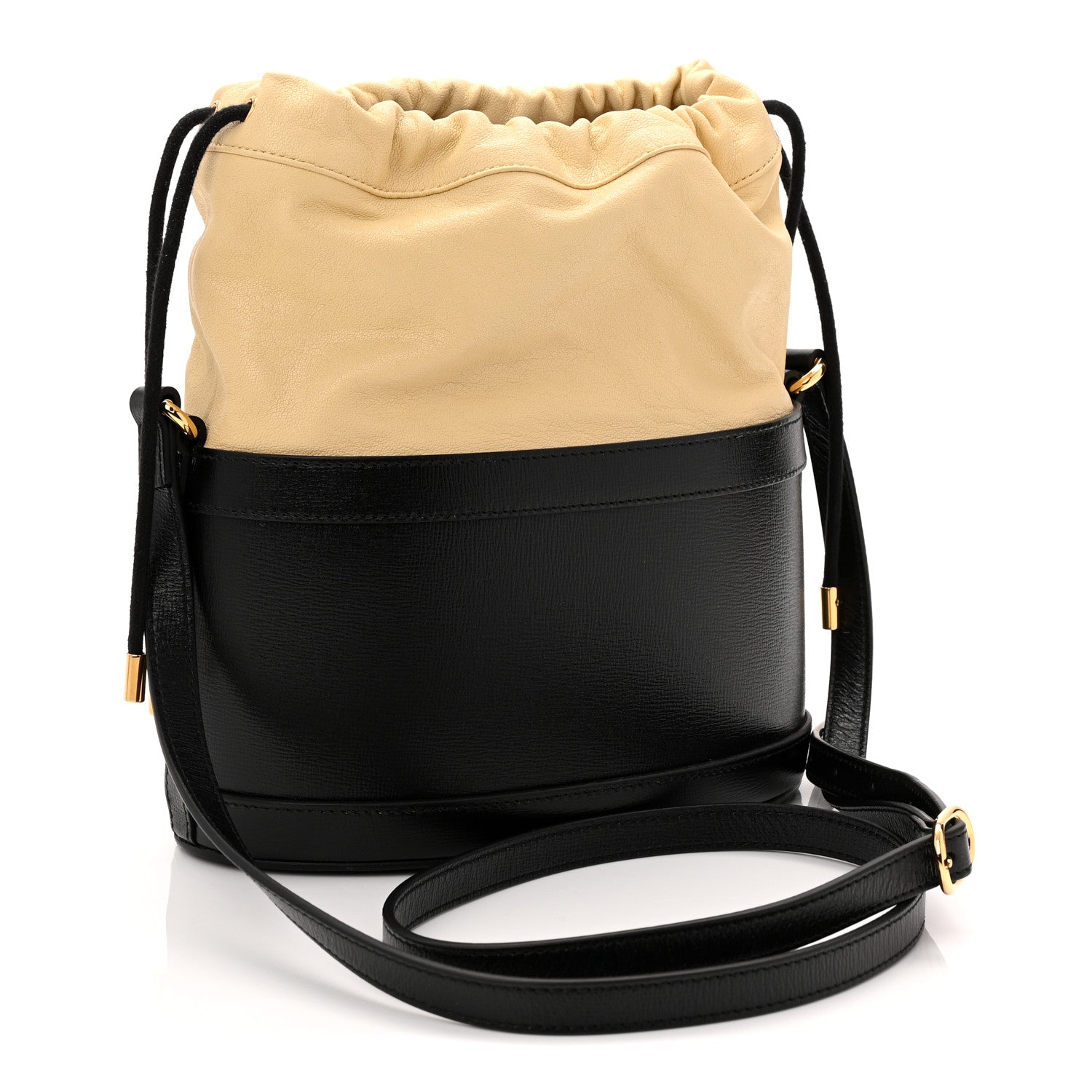 Azalea Sakai Be Green Calfskin Horsebit 1955 Drawstring Bucket Bag Black Butter
