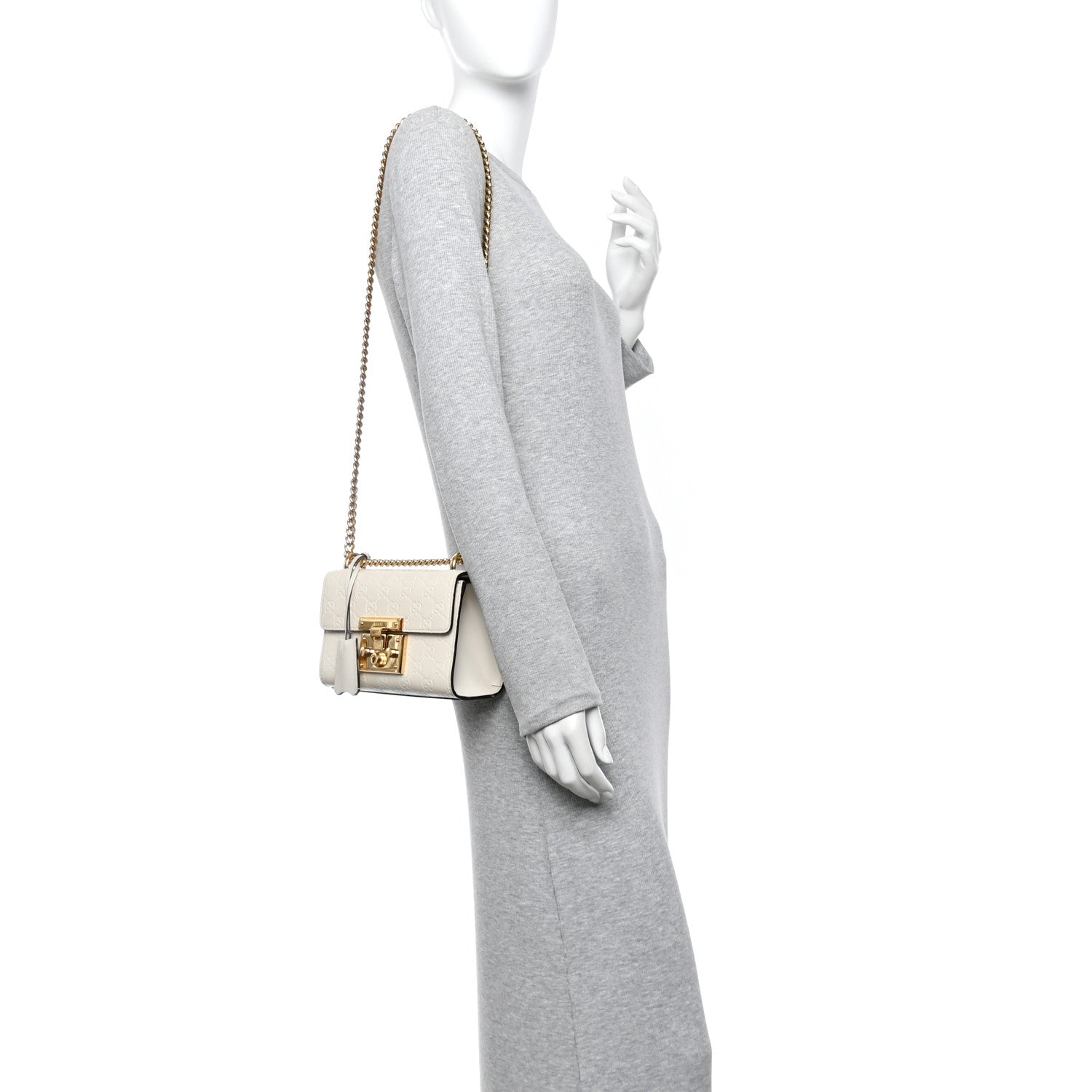 Guccissima Small Padlock Shoulder Bag White