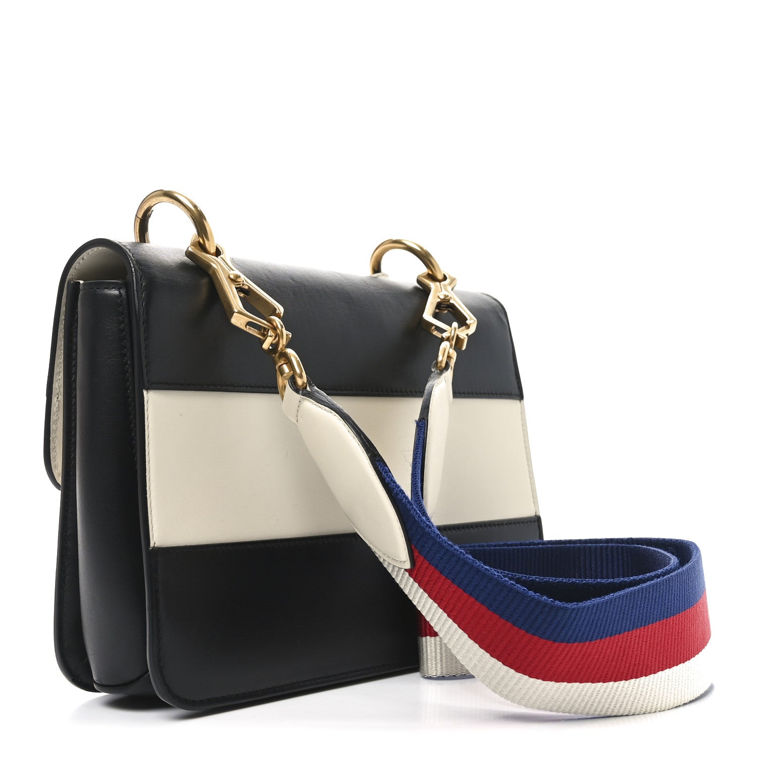 Calfskin Sylvie Web Queen Margaret Shoulder Bag Mystic White Black