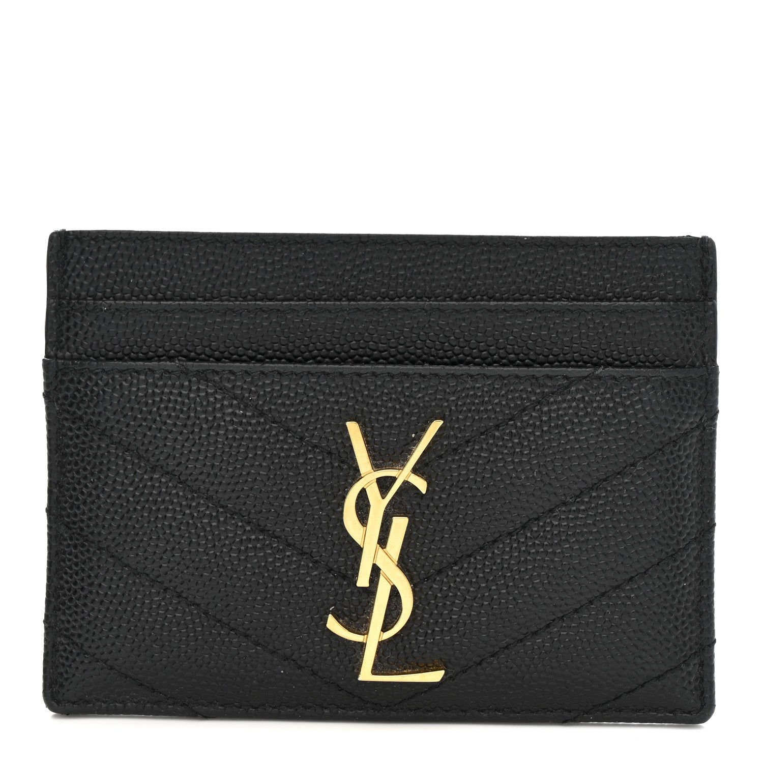Grain De Poudre Matelasse Chevron Monogram Credit Card Case Black