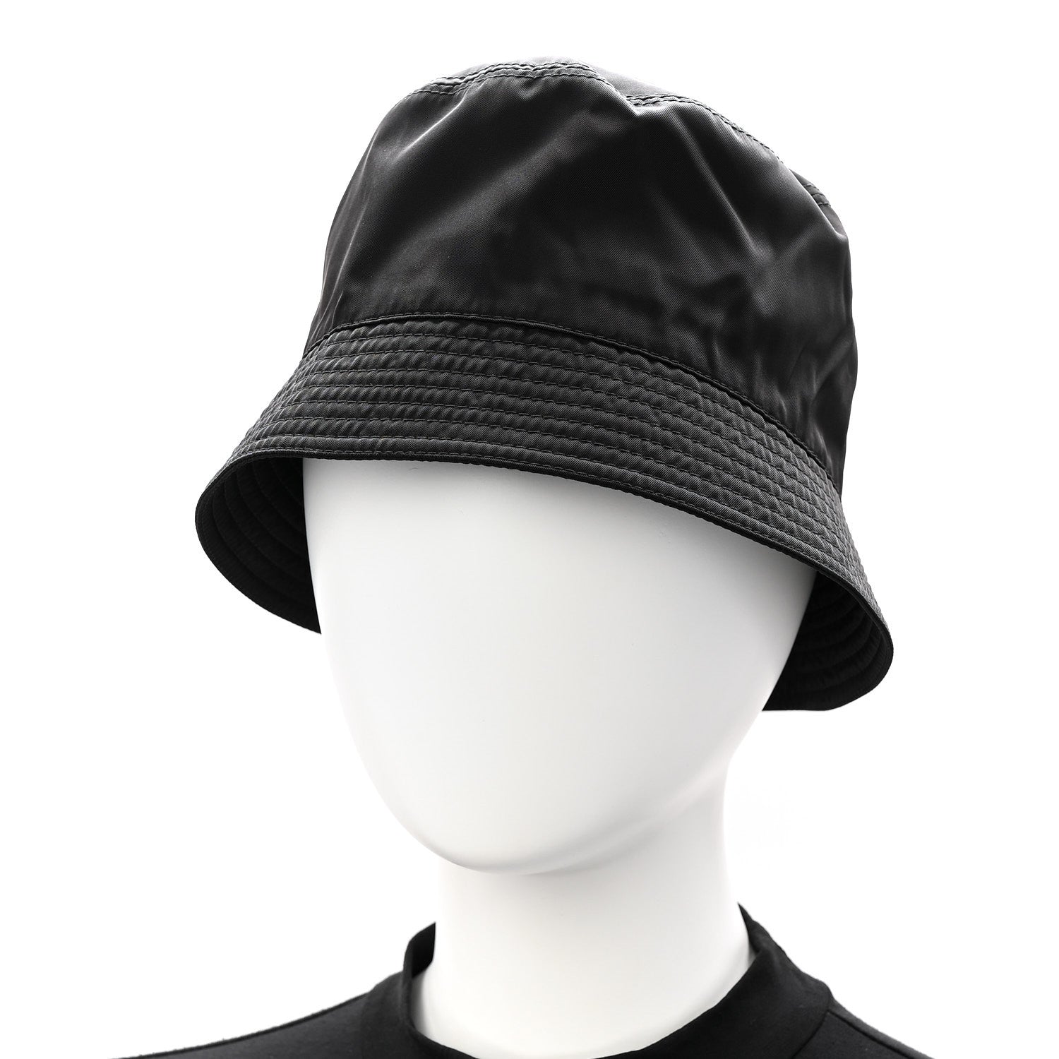 Re-Nylon Metal Triangle Logo Womens Bucket Hat M Black