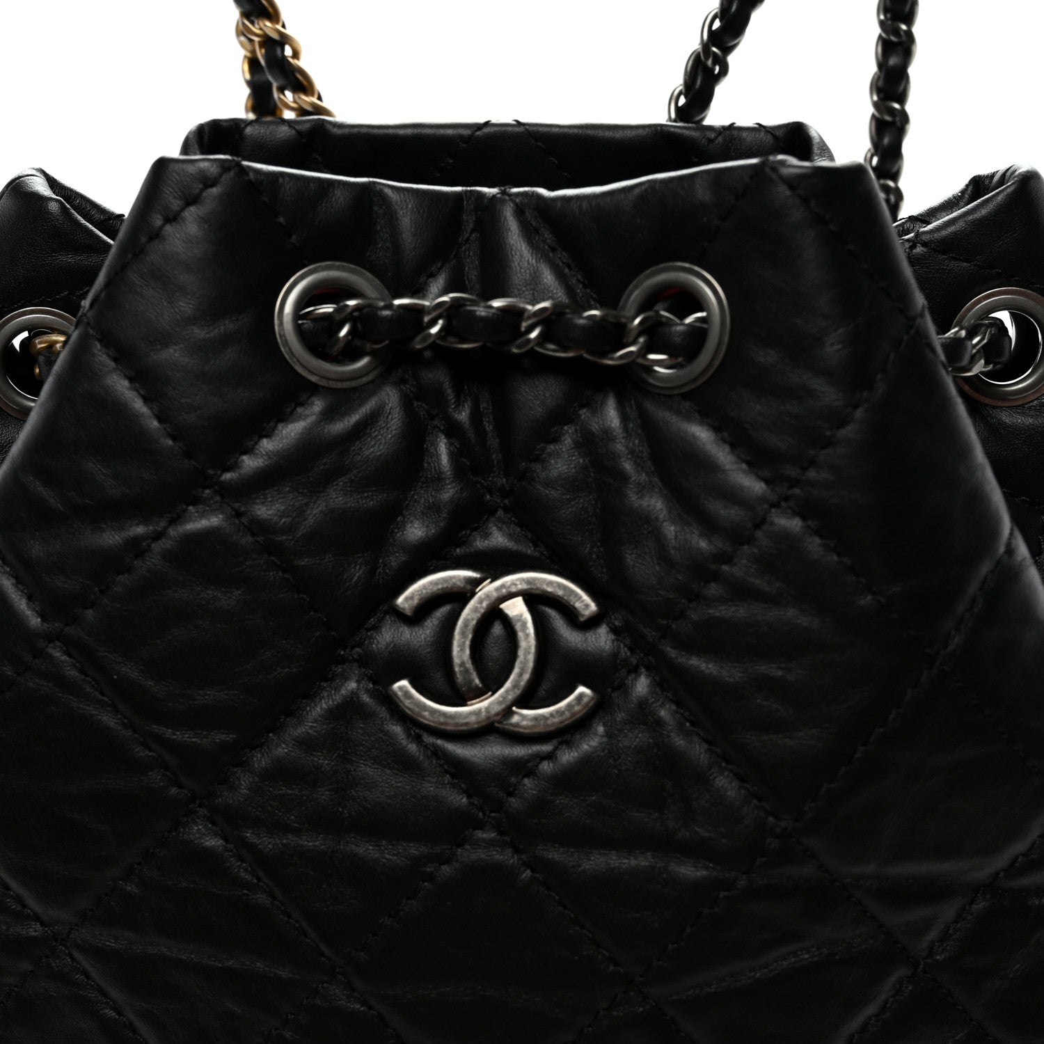 Aged Calfskin Quilted Small Gabrielle Backpack Black