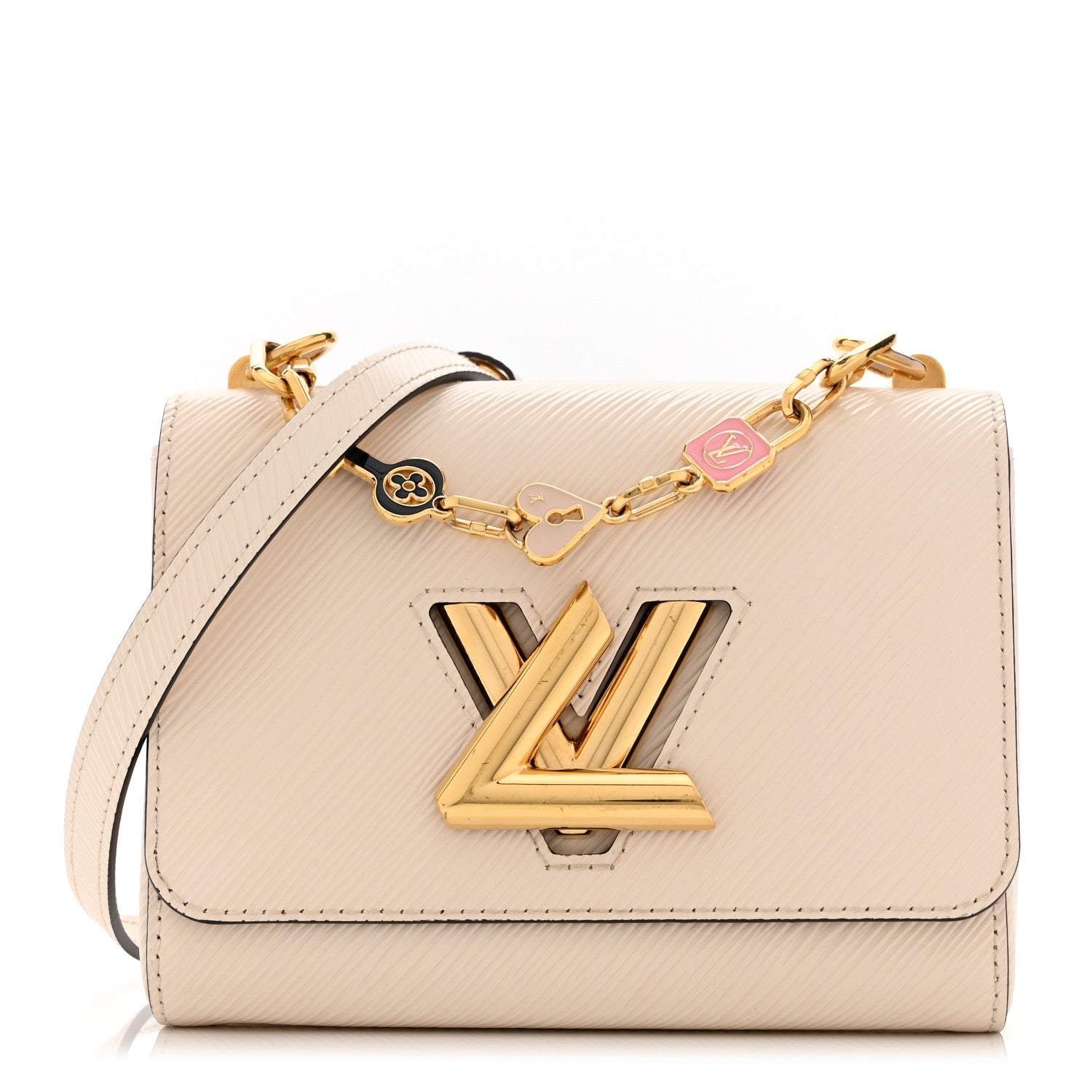 Epi Twist Bi-Color Chain Shoulder Bag PM Quartz White