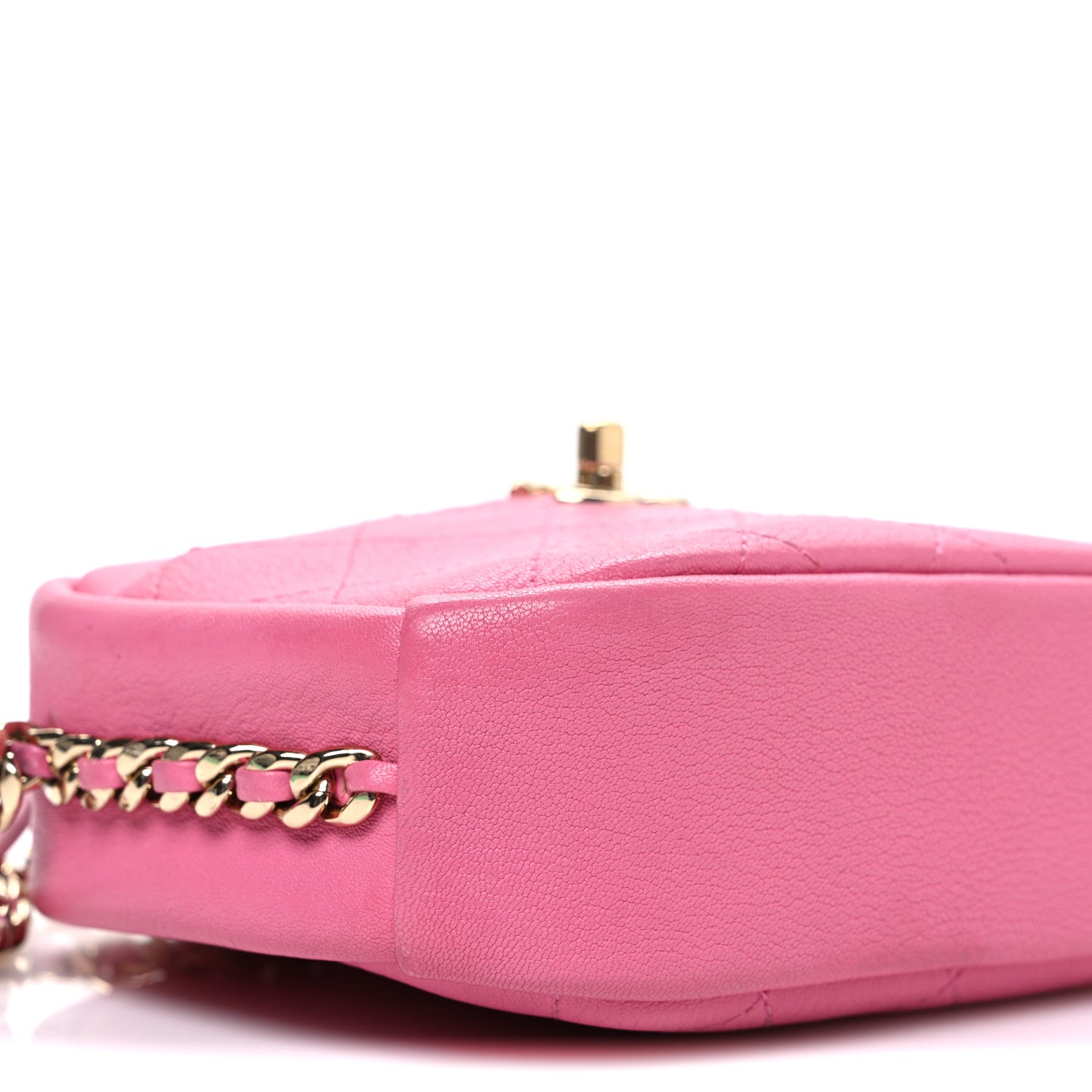 Goatskin Quilted Small Casual Trip Camera Case Dark Pink